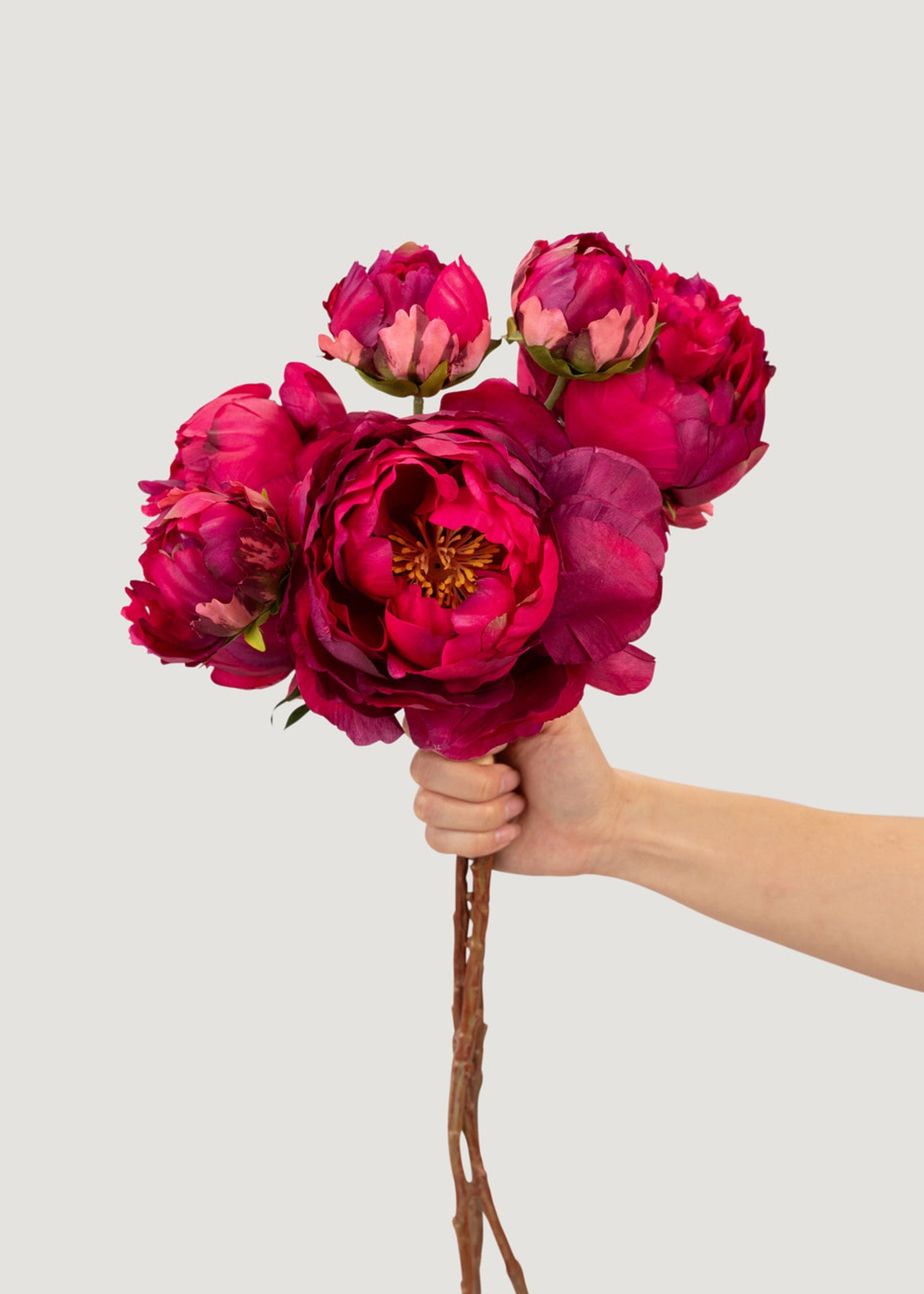 SALE - Fuchsia Faux Flower Peony Bundle - 21"