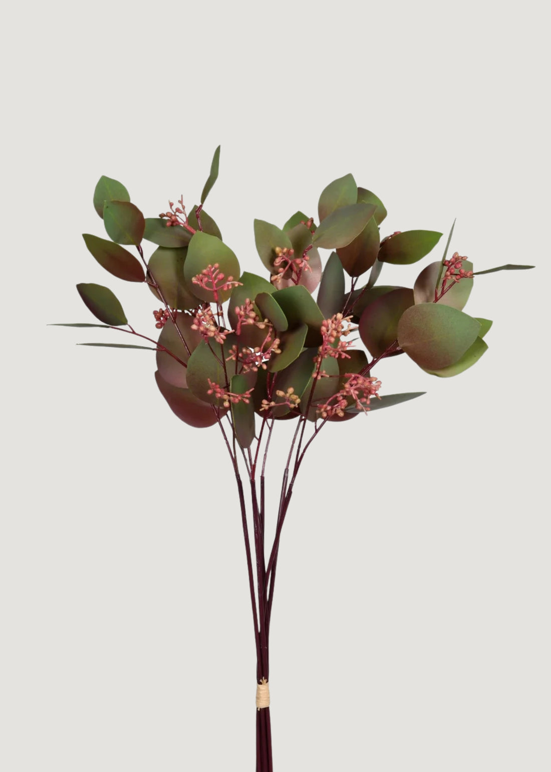 Fall Burgundy Green Faux Eucalyptus Leaf Bundle