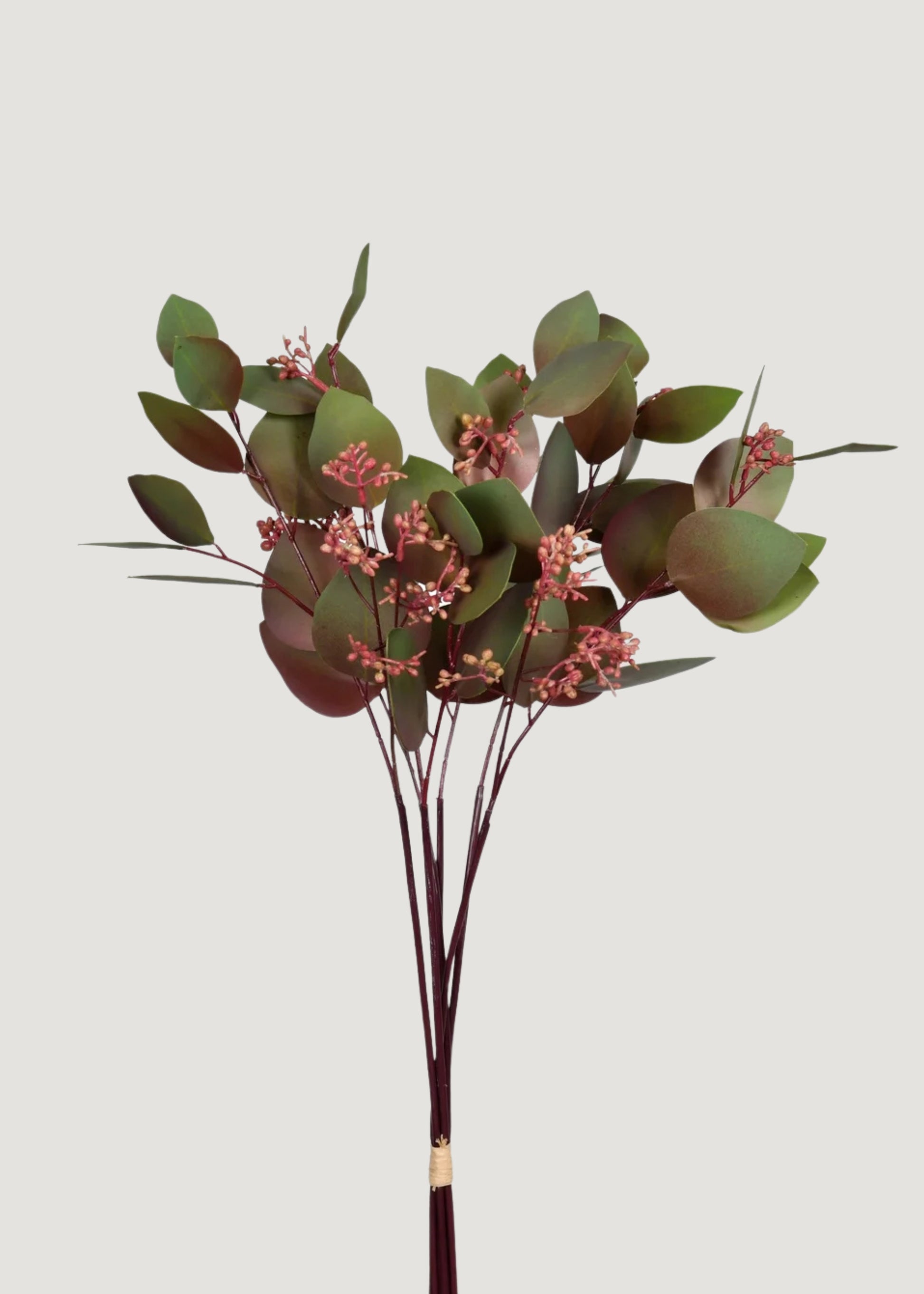 Fall Burgundy Green Faux Eucalyptus Leaf Bundle