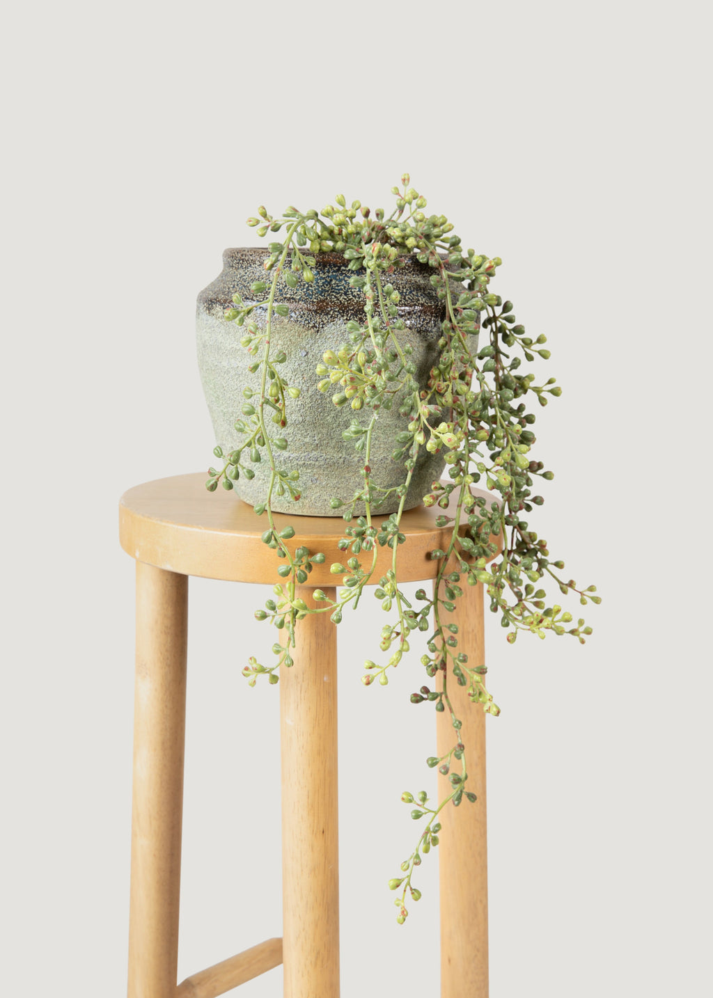 faux pearl succulent 24 Inch Green Gray String of Pearl Hanging Bush