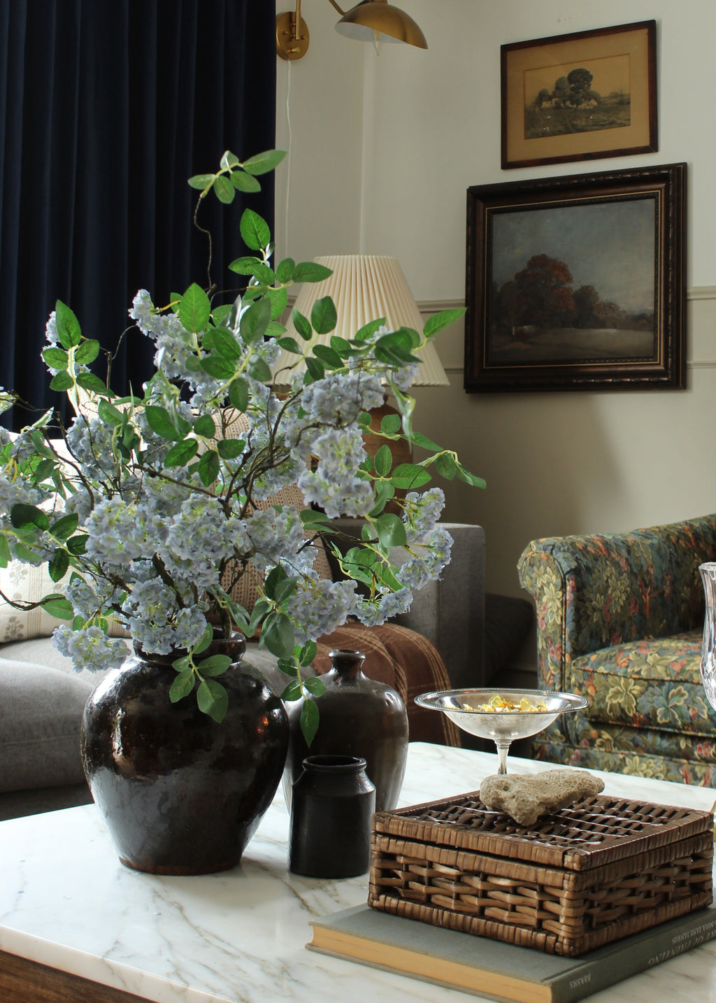Styled Blue Spring Blossom Branches