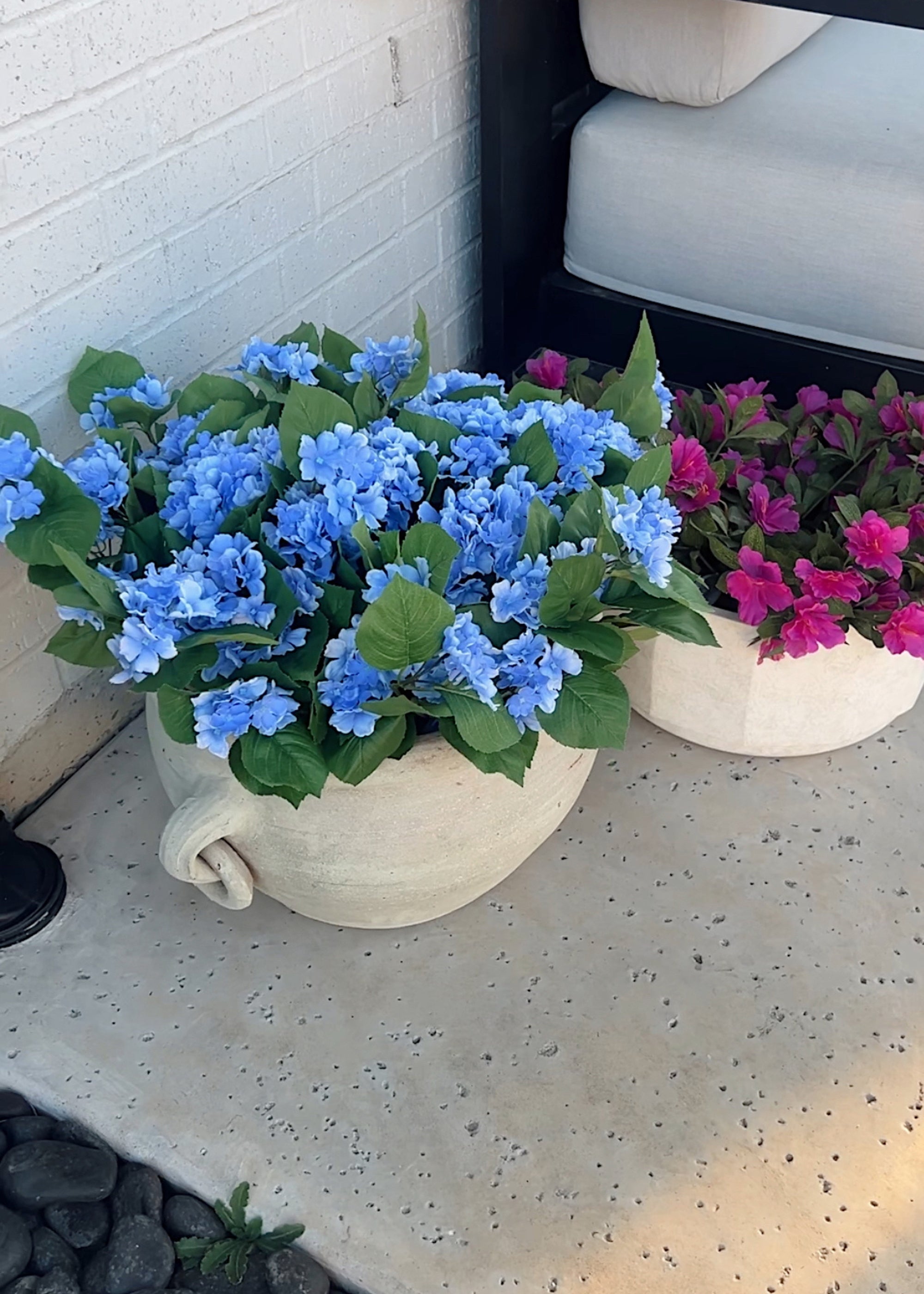 UV Treated Fake Outdoor Blue Hydrangea
