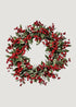 Faux Winter Holly and Red Berry Waterproof Wreath