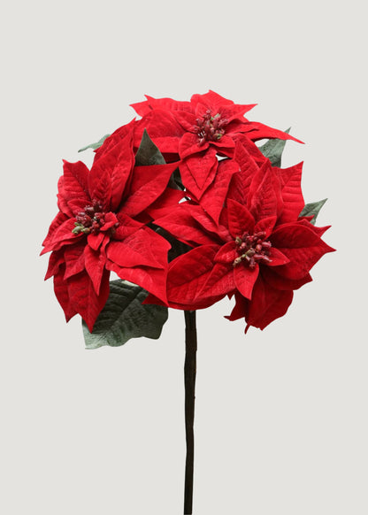 Red Artificial Christmas Poinsettia Flower Bush