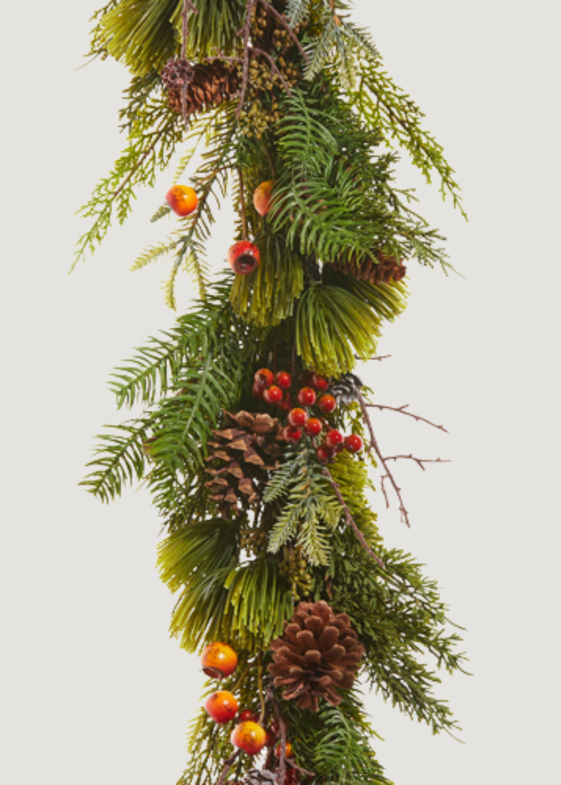 Artificial Winter Greens and Berry Pod Garland 