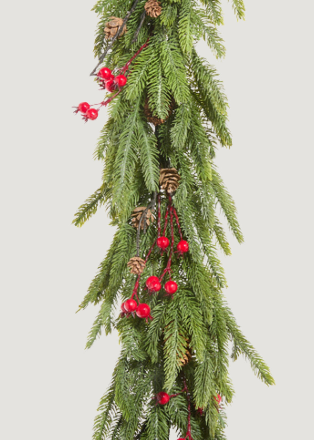Artificial Winter Norfolk Pine Garland with Red Berries 
