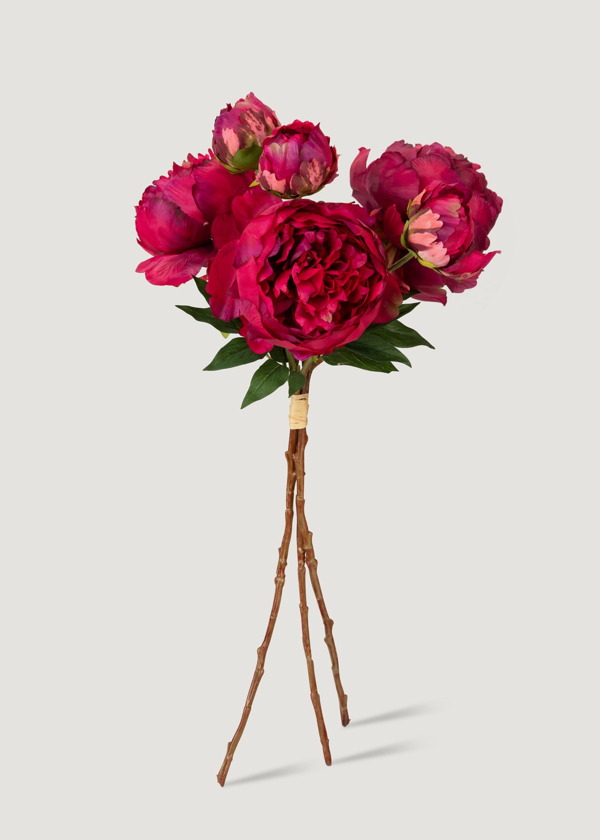 SALE - Fuchsia Faux Flower Peony Bundle - 21"