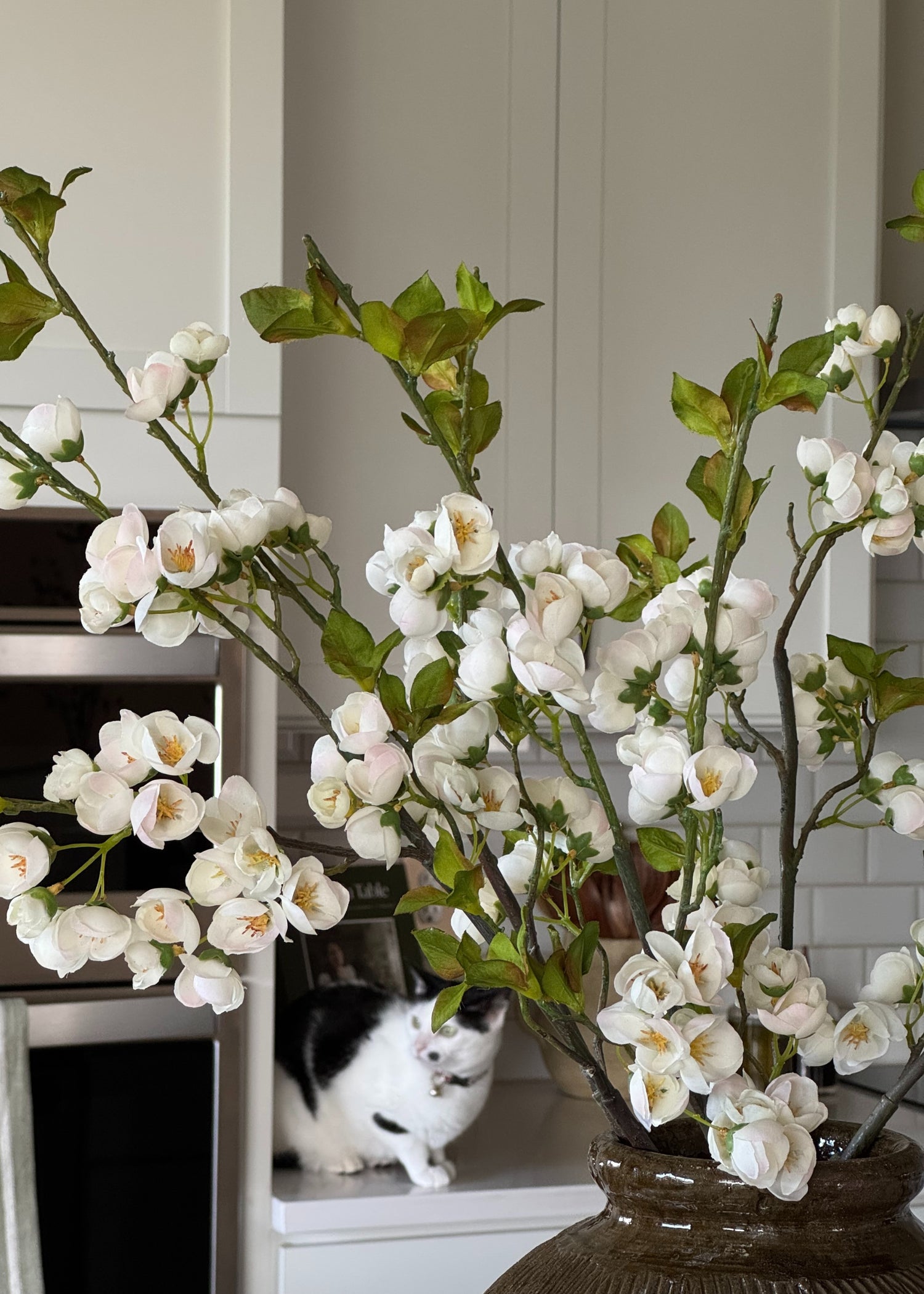 Close-up of Artificial Plum Blossom Flower Branches