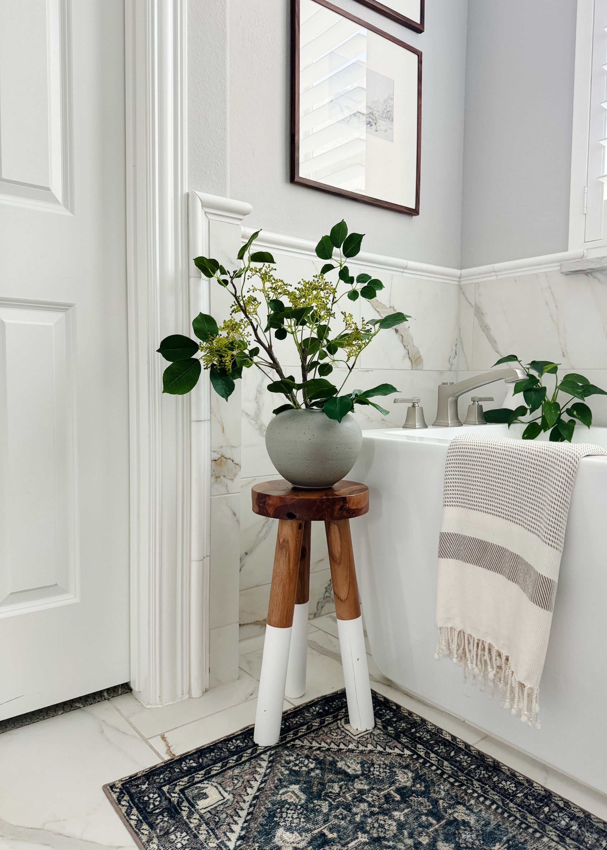 Artificial Privet Branches styled in Bathroom