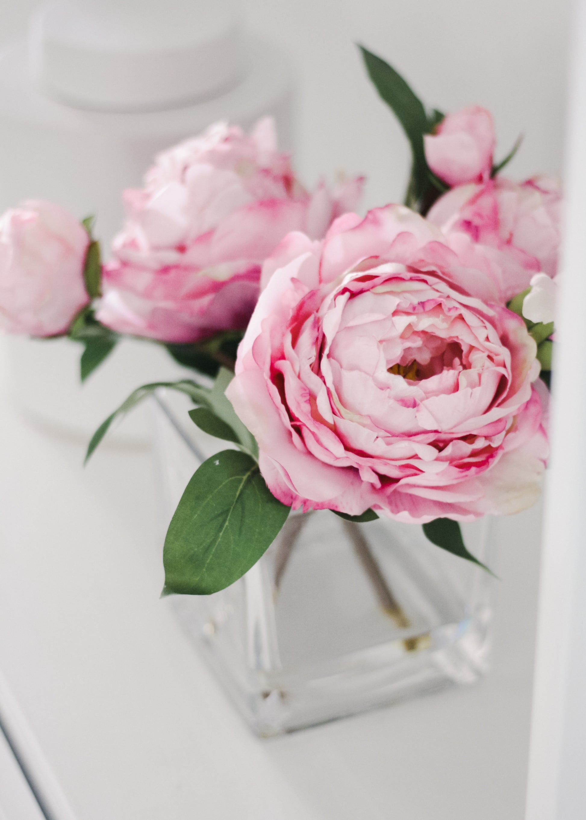 Close-up of Faux Peony Arrangement