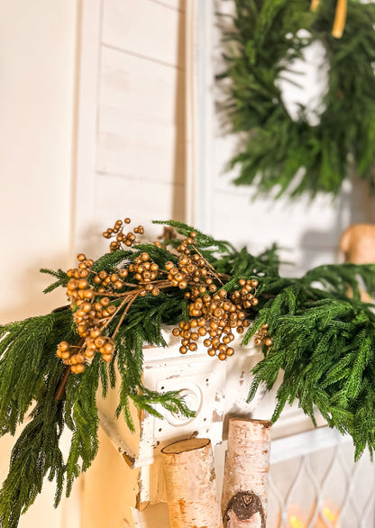 Gold Berries in Mantel Garland