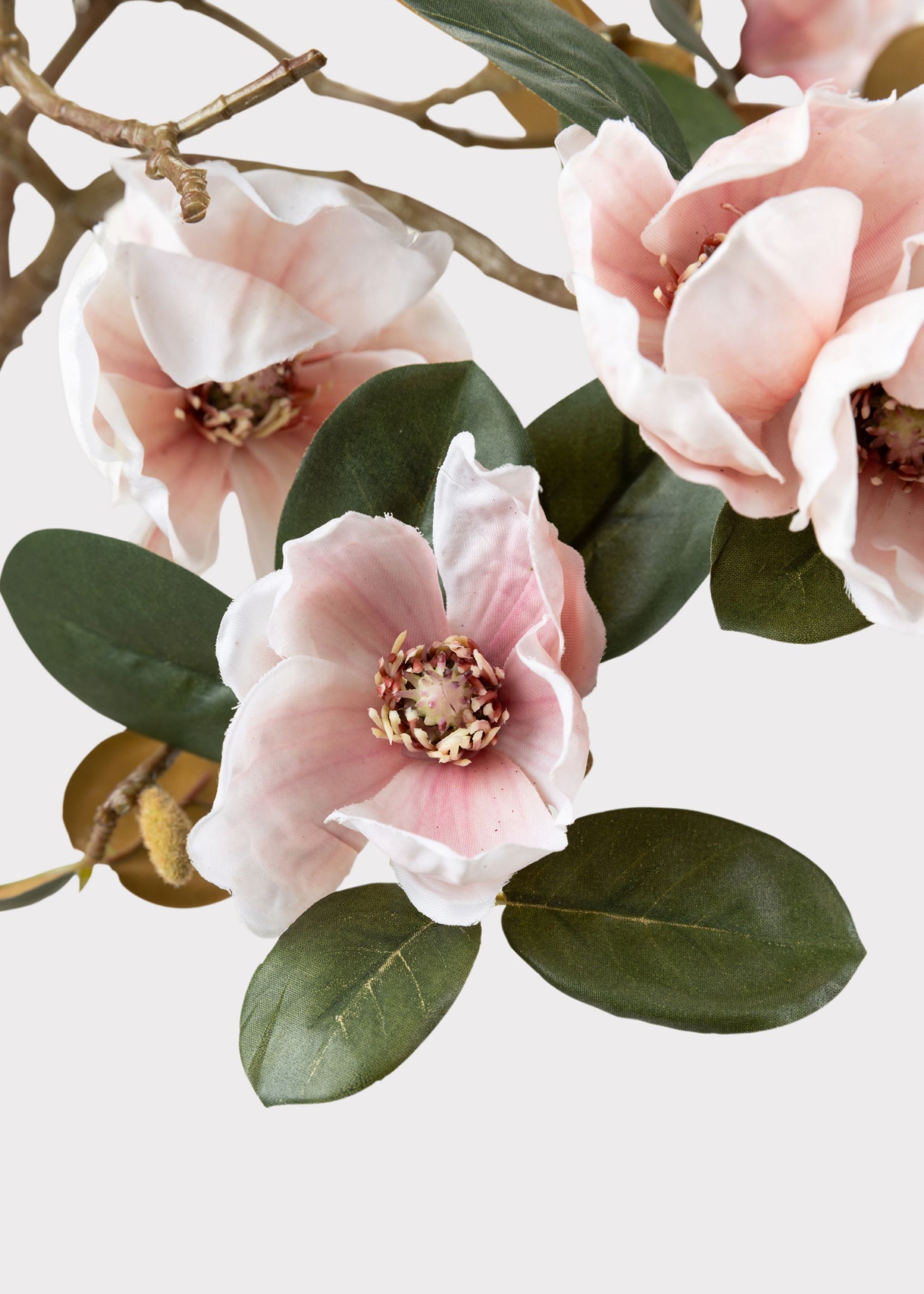 Close-up of Faux Magnolia Flowers in Pink