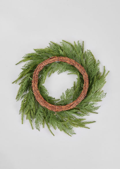 Backside View of Artificial UV Treated Cedar Wreath at Afloral
