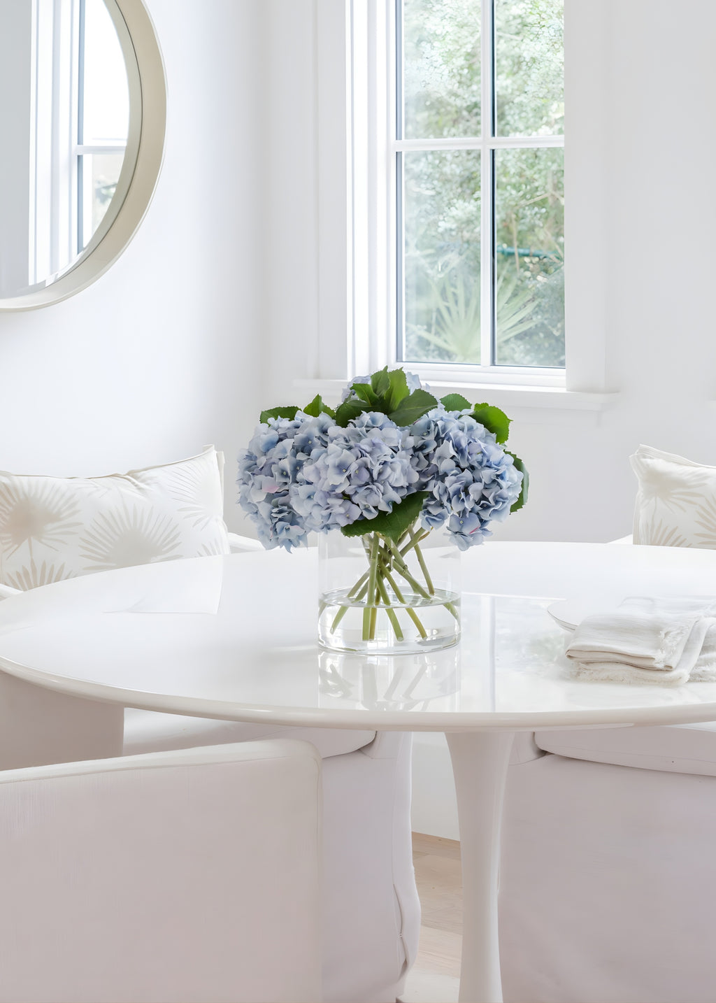 Luxe Fake Flowers Arrangement of Blue Hydrangeas