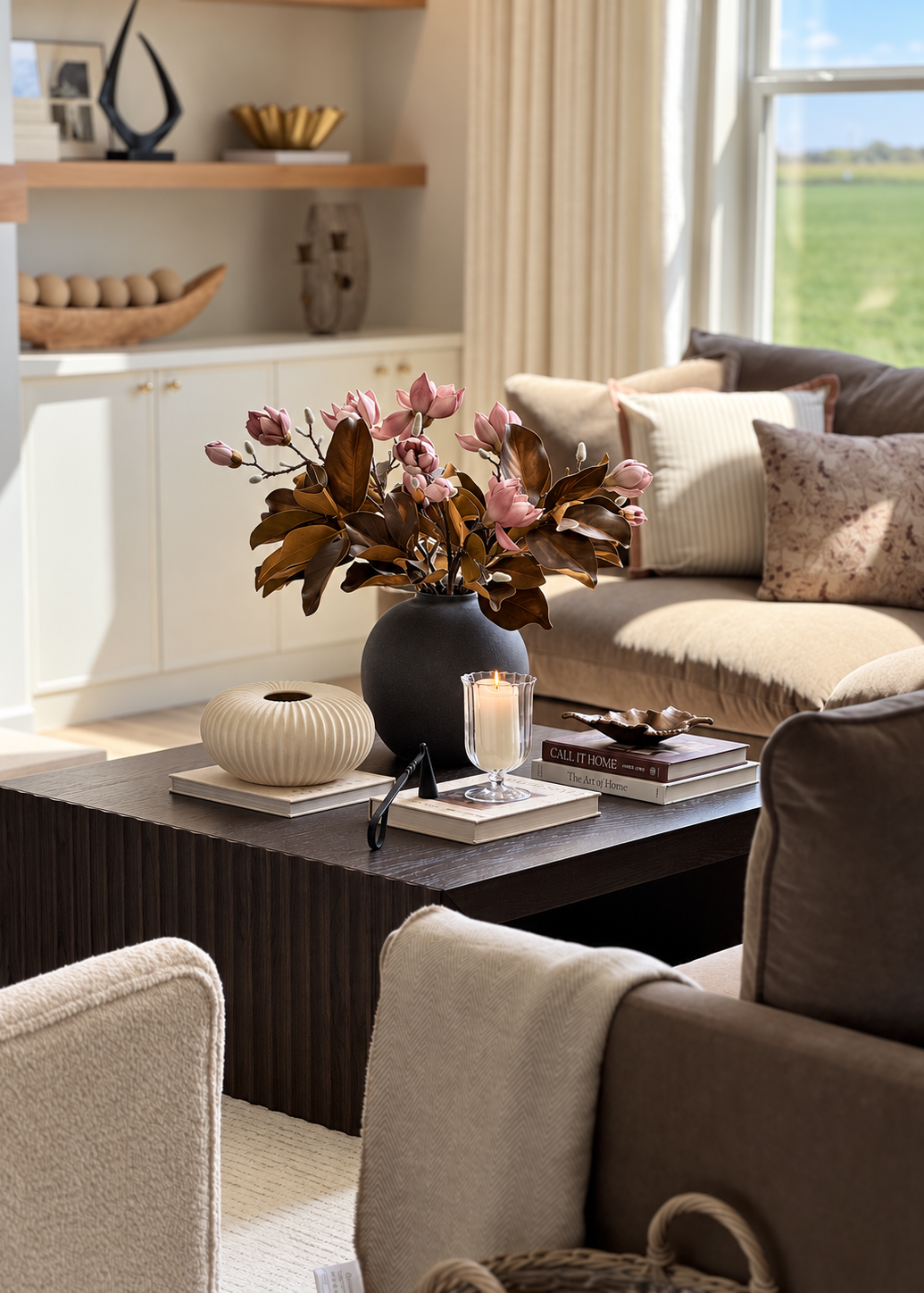 Blush Magnolia & Autumn Leaf Design