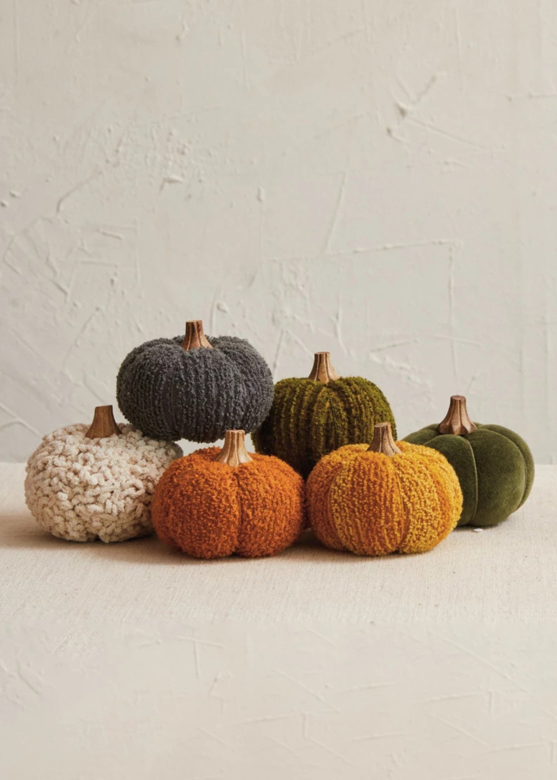 Velvet pumpkins in various colors 