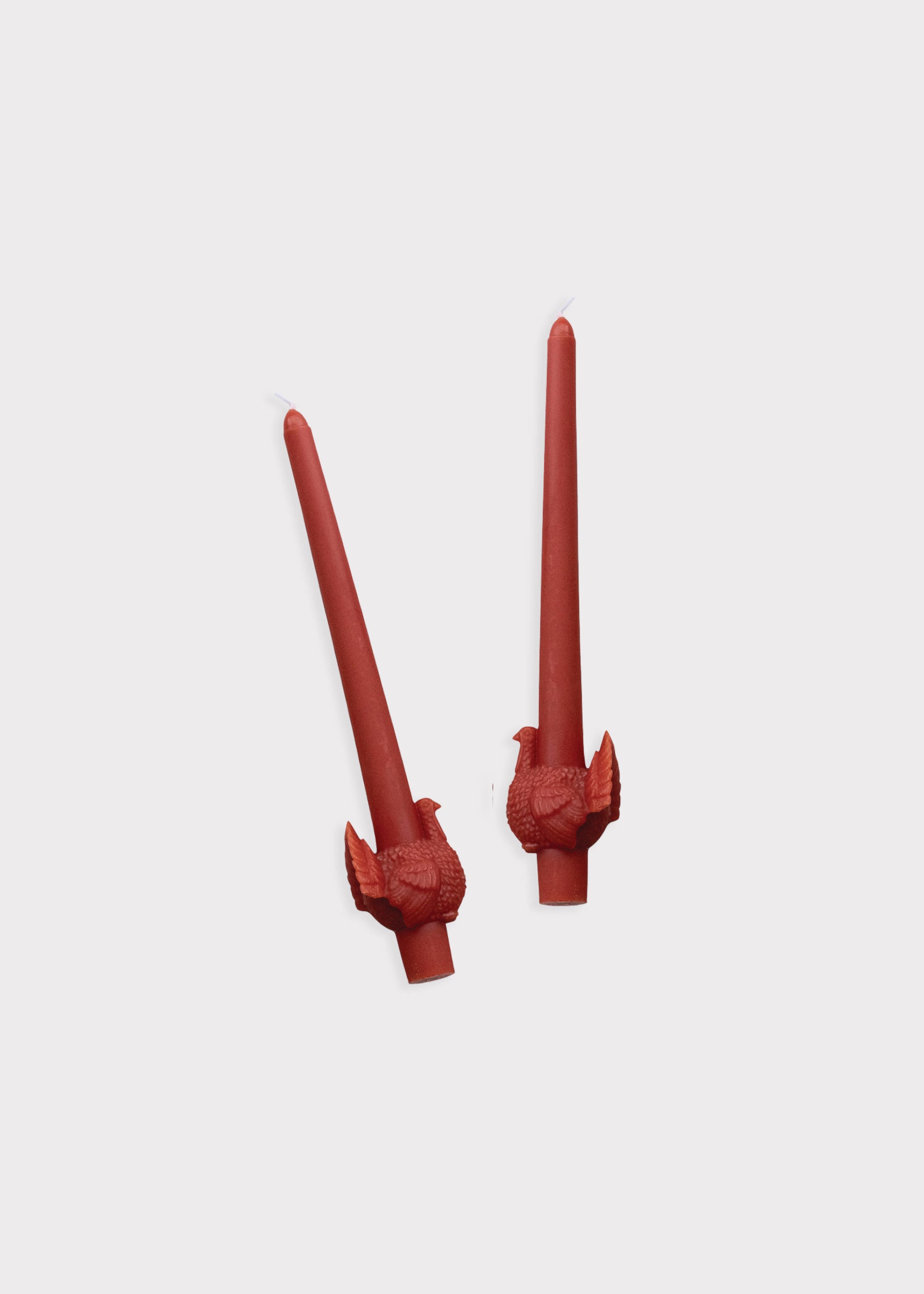 Two Rust Red Turkey Taper Candles