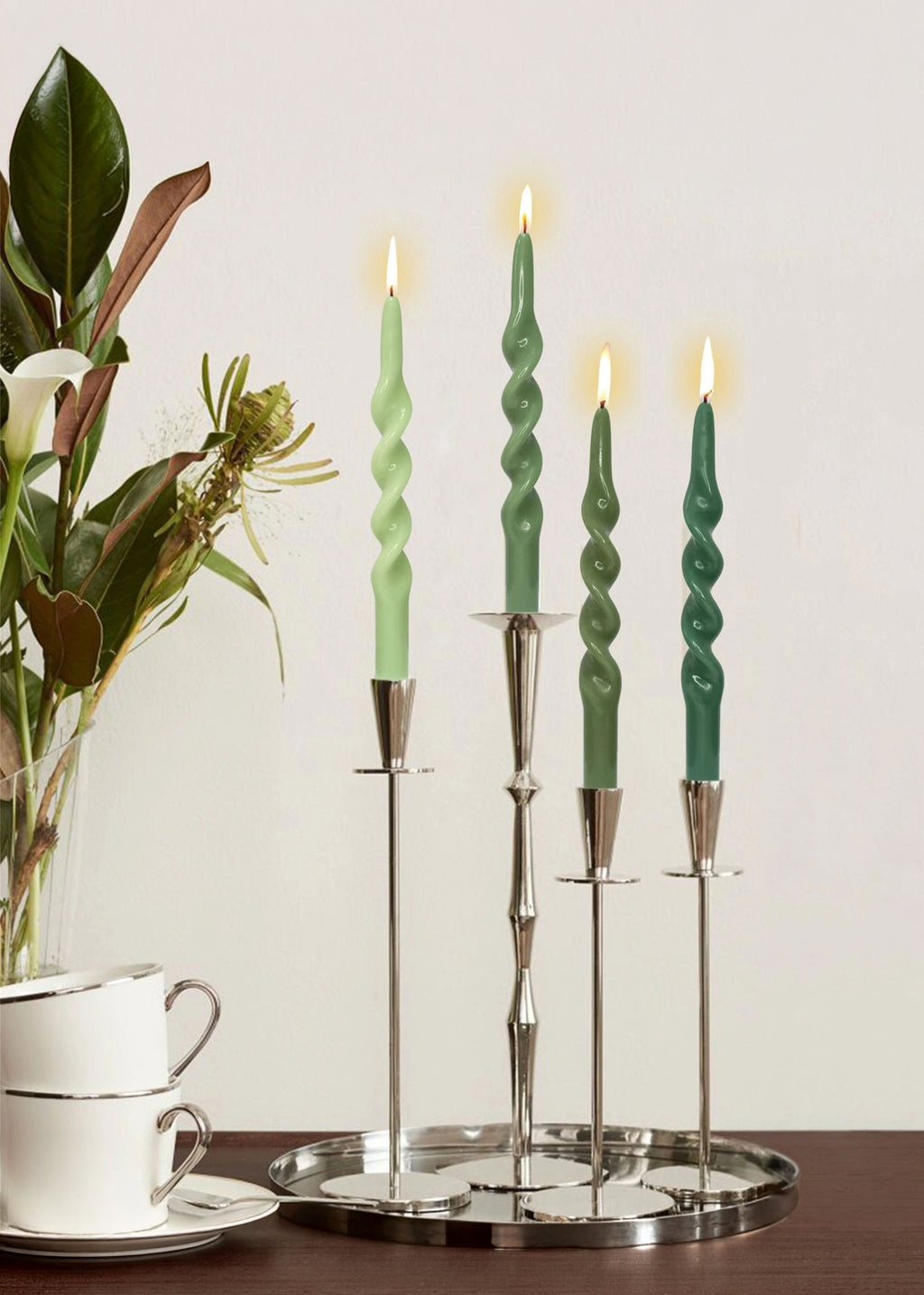 Green Taper Candles