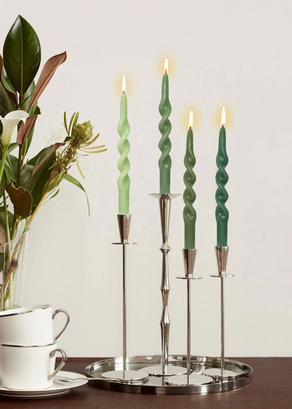 Green Taper Candles
