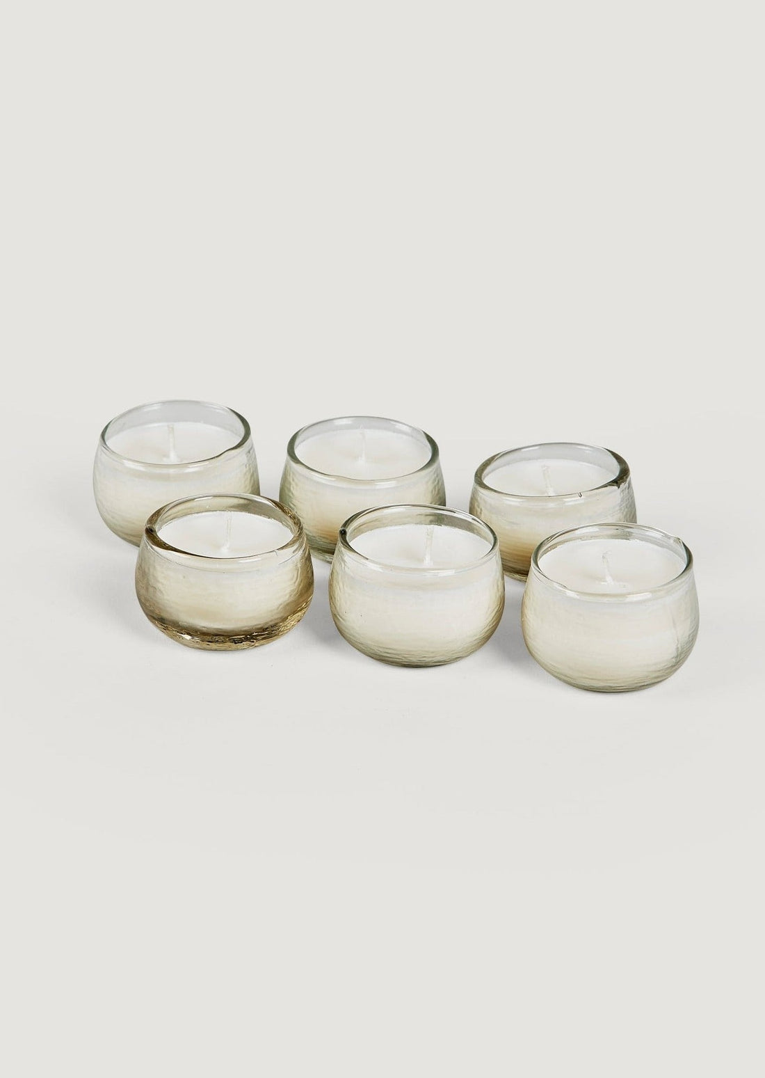 Set of 6 Mini Round Glass Votive Holders with Candles at Afloral