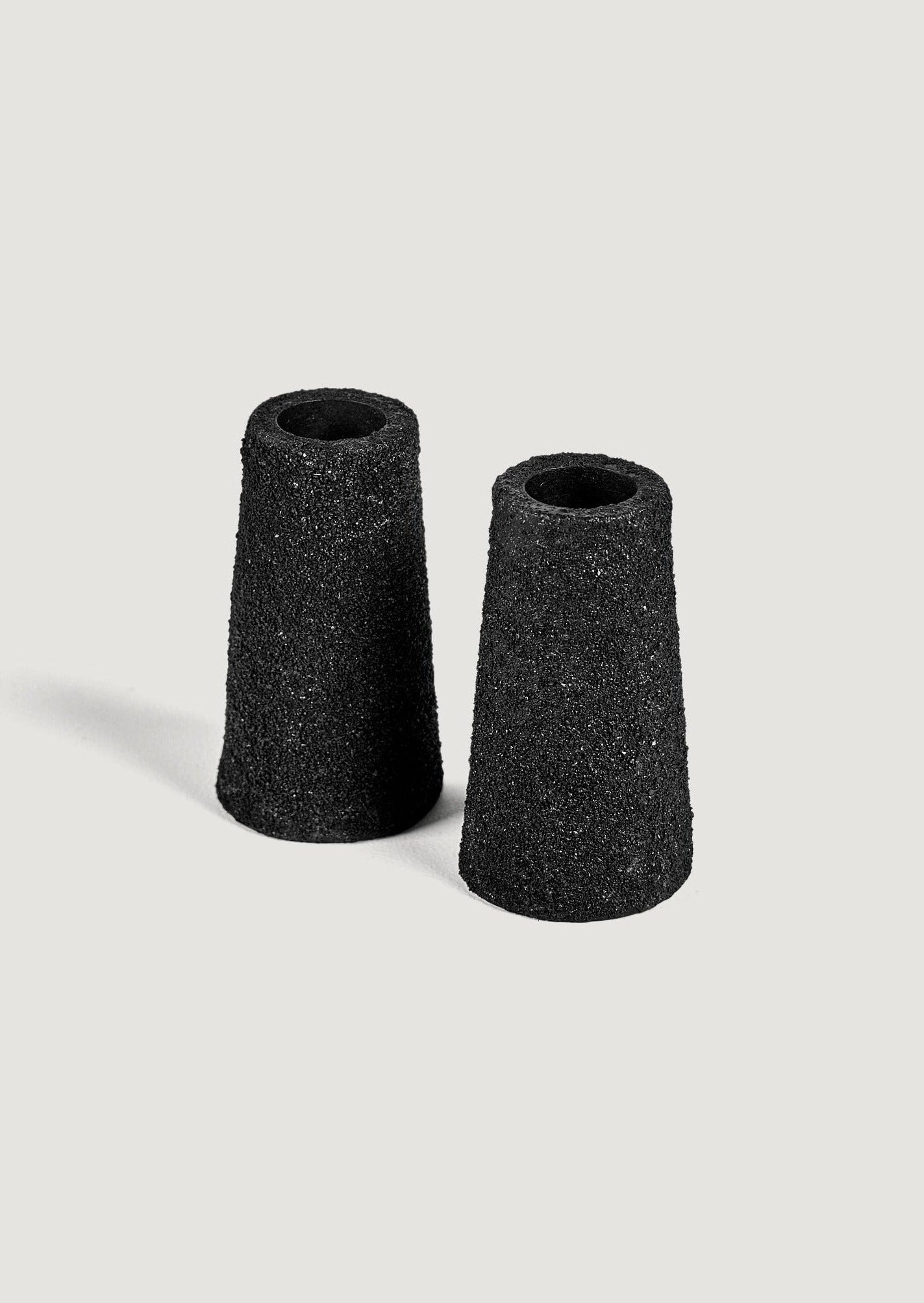Metal Taper Candle Holders in Black Pumice Textured Finish at Afloral