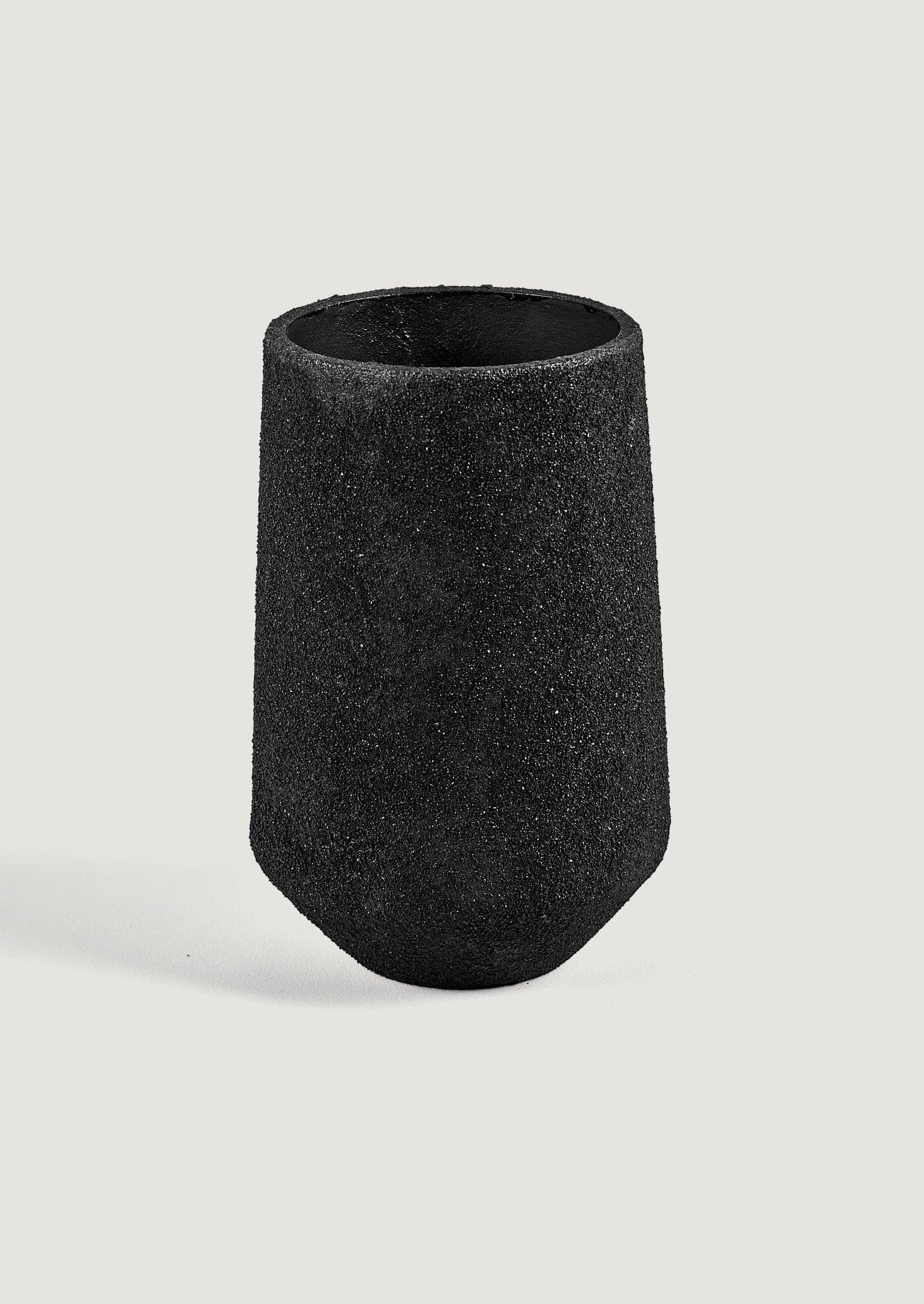 Black Metal Vase with Pumice Textured Coating at Afloral