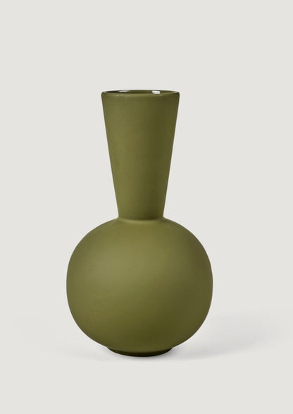 Handmade Ceramic Vases Olive Green Trumpet Vase at Afloral 