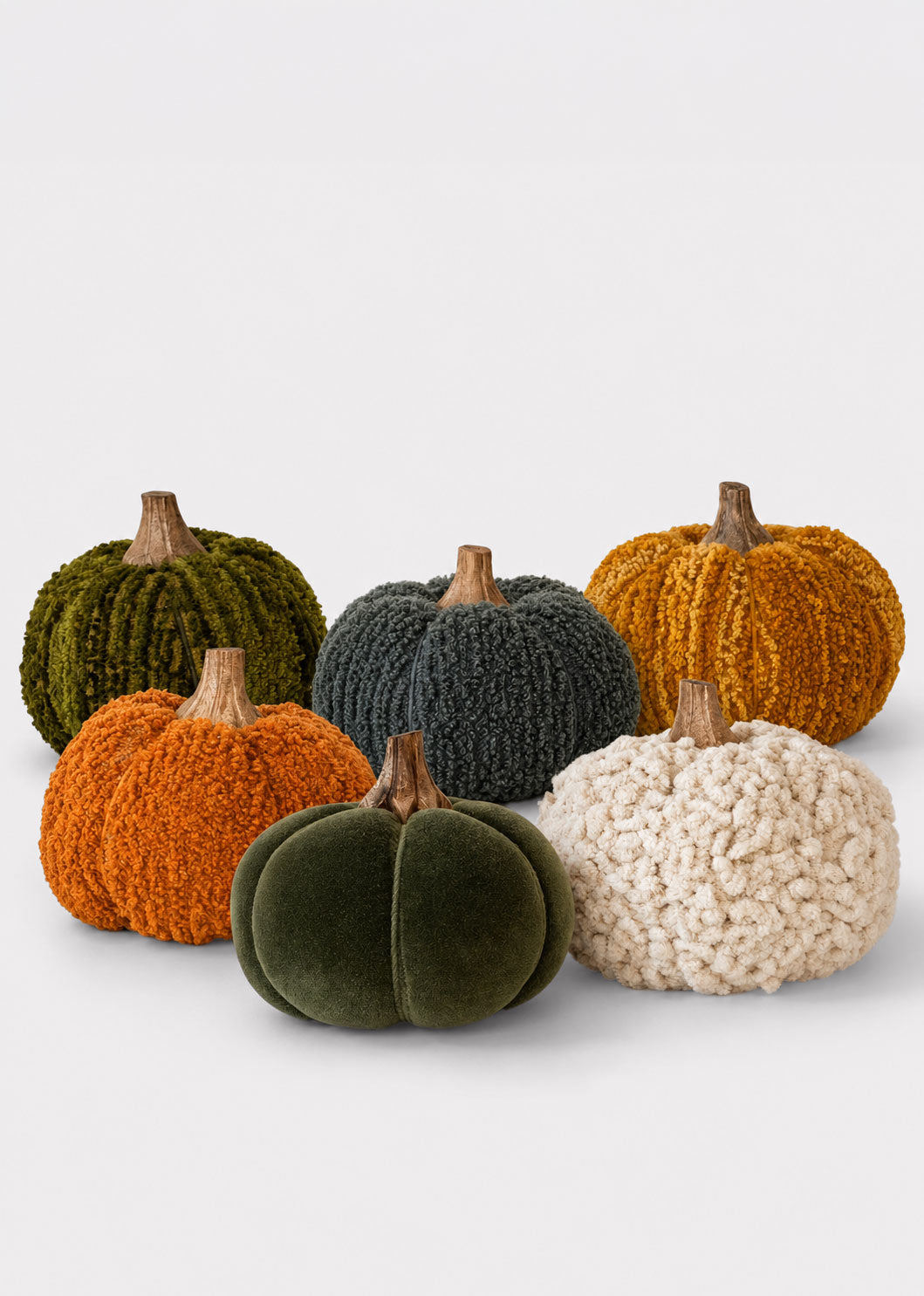 Set of 6 Small Velvet Pumpkins in Assorted Colors 