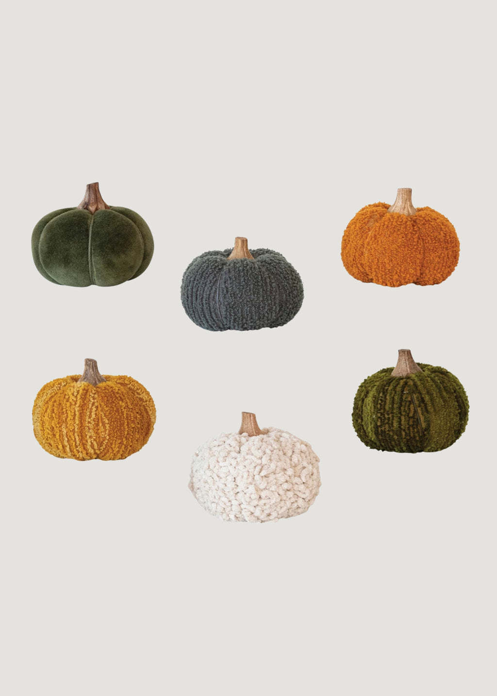 Set of 6 Small Velvet Pumpkins in Assorted Colors 