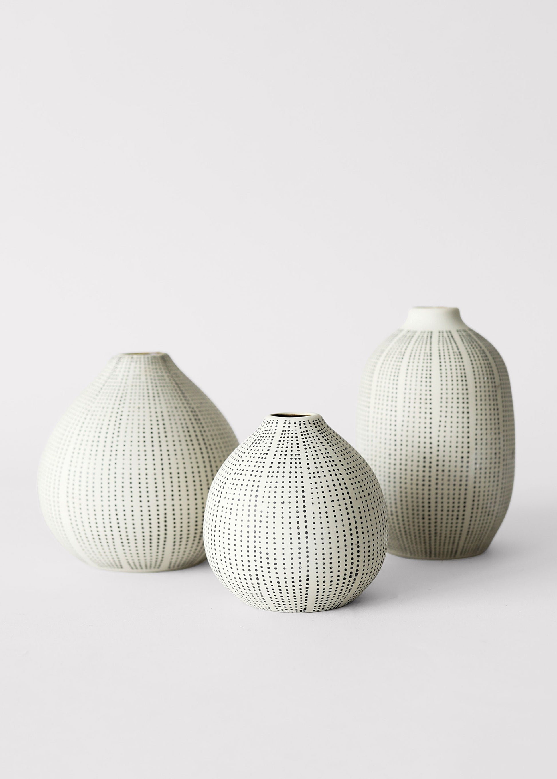 Set of 3 Dotted Stoneware Bud Vases
