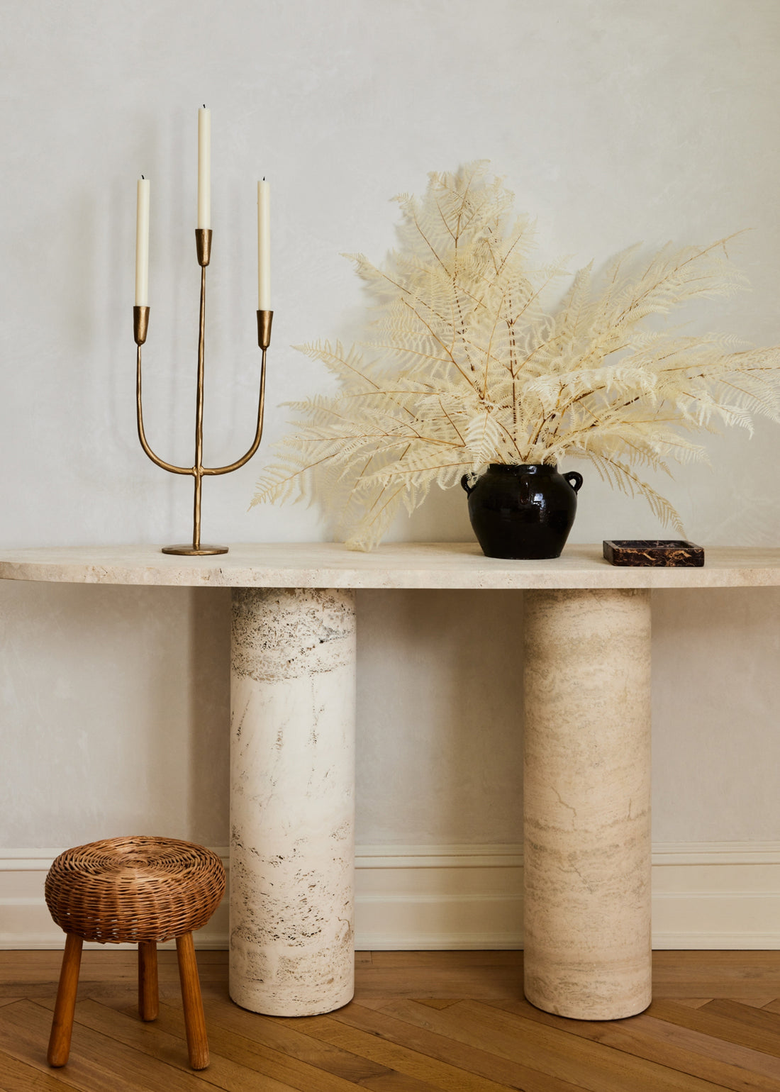 Decorative black vase with dried florals