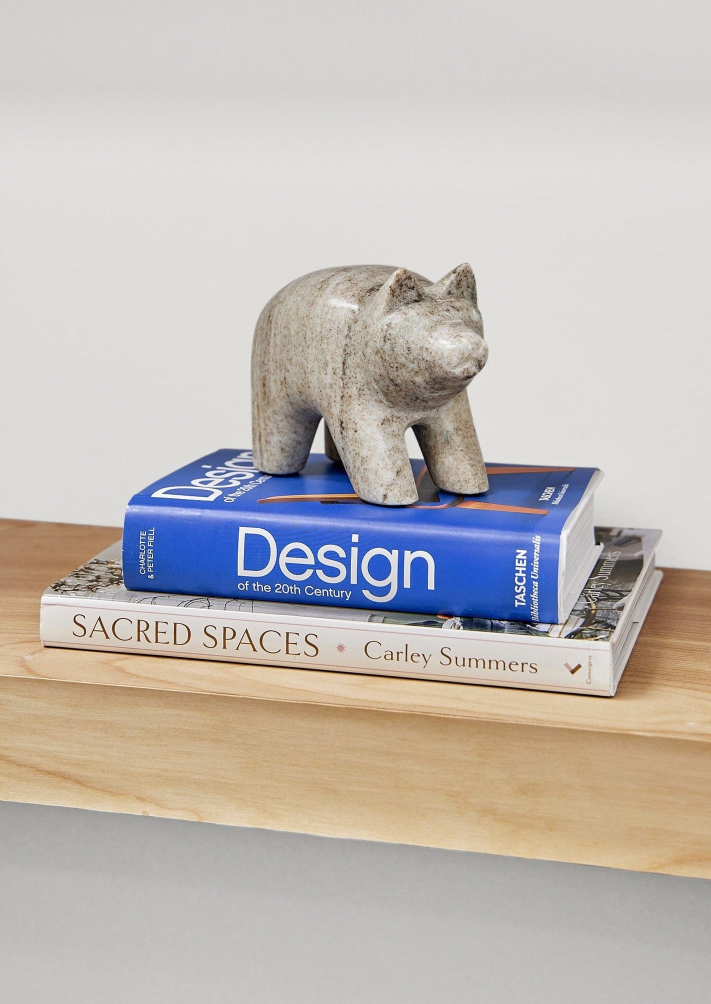 Afloral Styling with Coffee Table Books and Marble Bear Paperweight