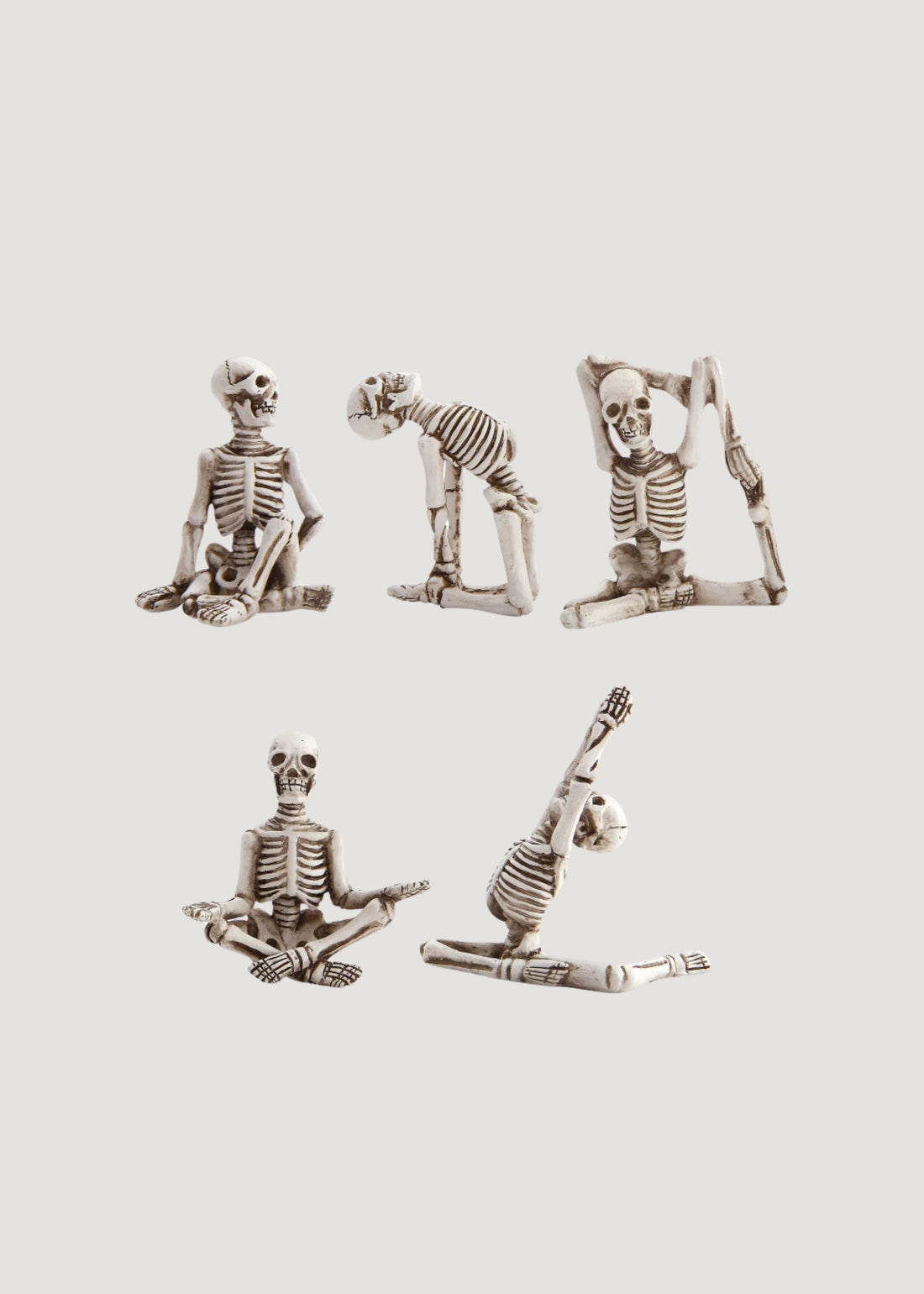Set of 5 Halloween Decor Mini Skeletons in Yoga Pose