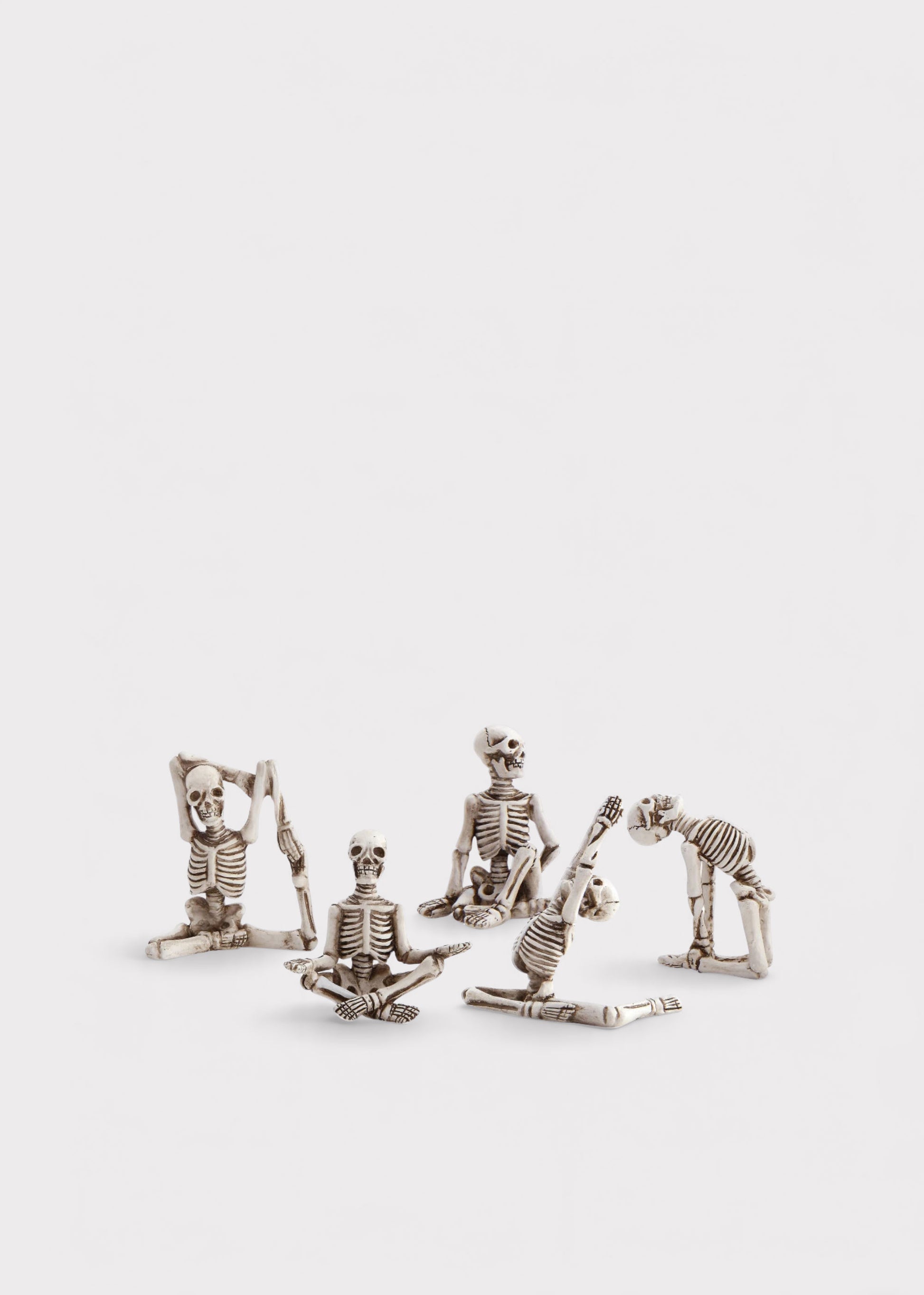 Set of 5 Halloween Decor Mini Skeletons in Yoga Pose
