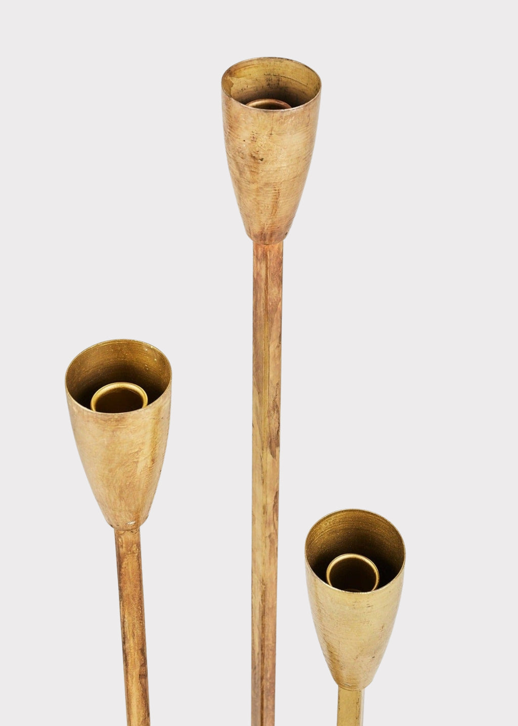 Afloral Set of 3 Taper Candle Holders with Antique Brass Finish