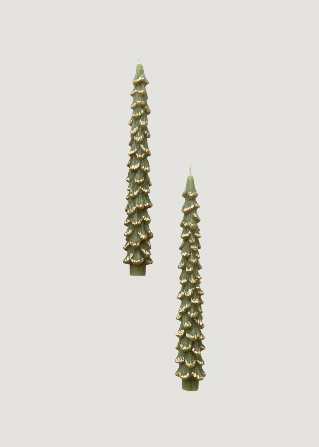 Set of 2 Christmas Tree Taper Candles 