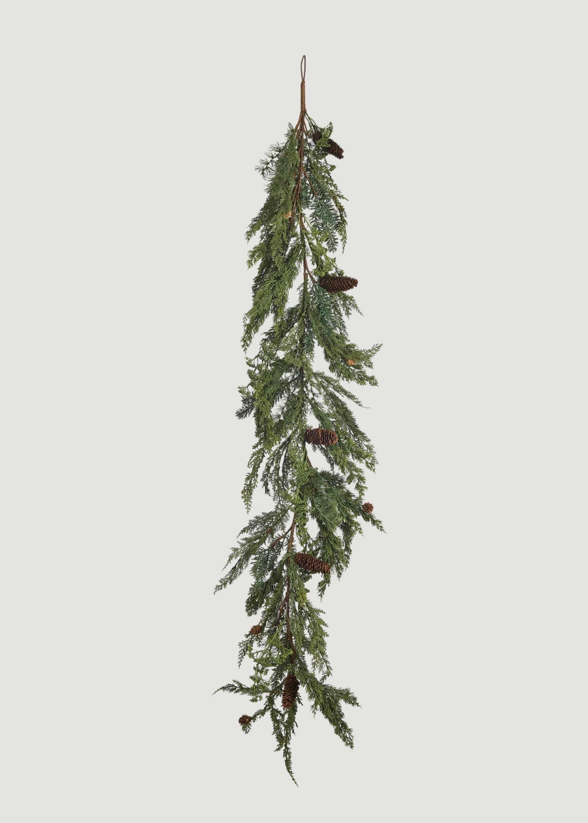 Artificial Spruce and Pine Winter Garland with Cones