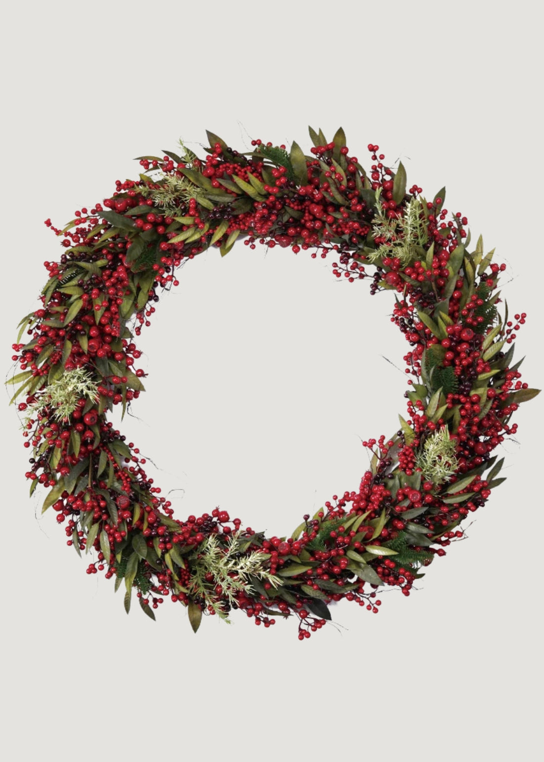 Large Spruce and Crabapple Fake Winter Wreath with Berries