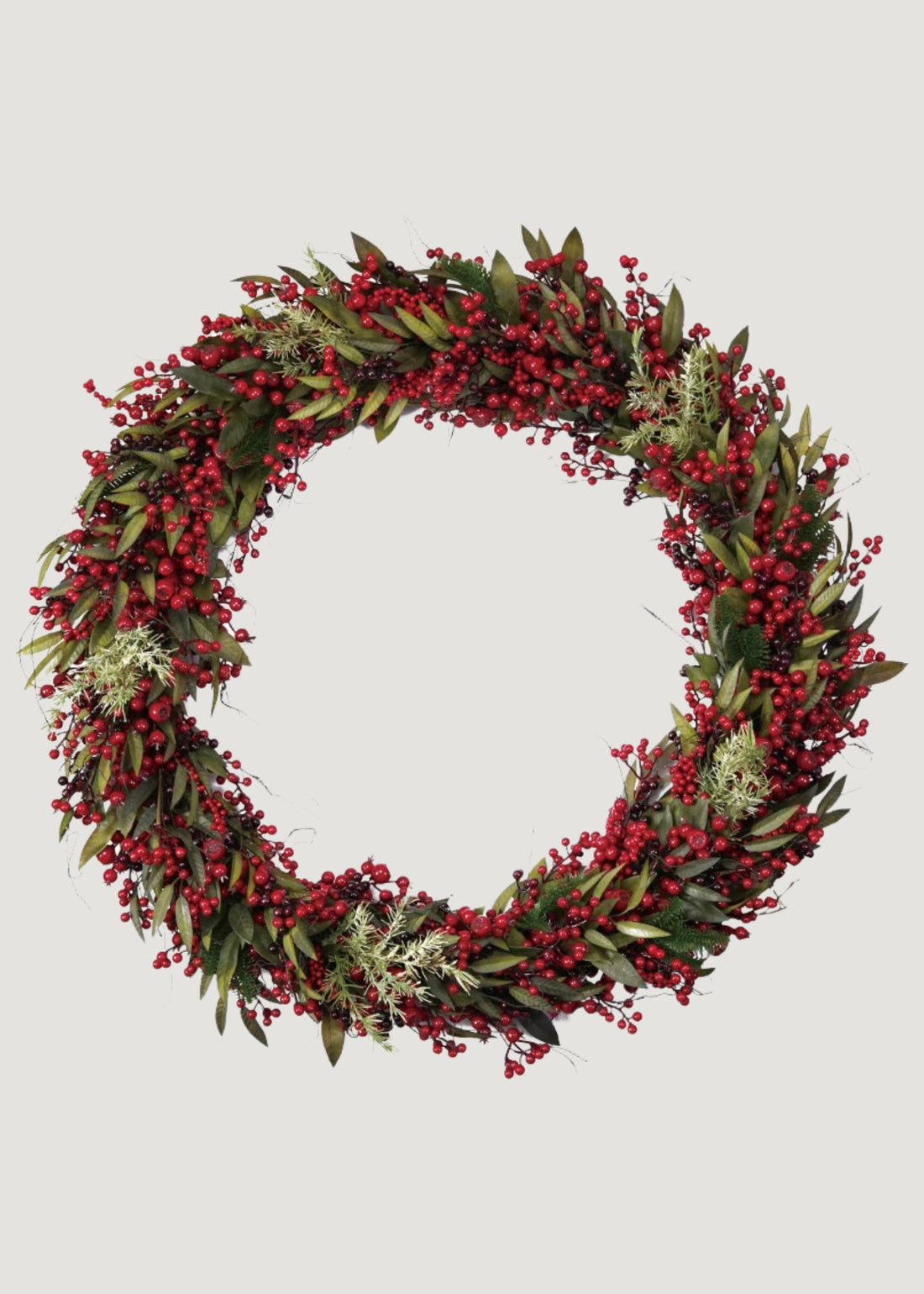 Large Spruce and Crabapple Fake Winter Wreath with Berries