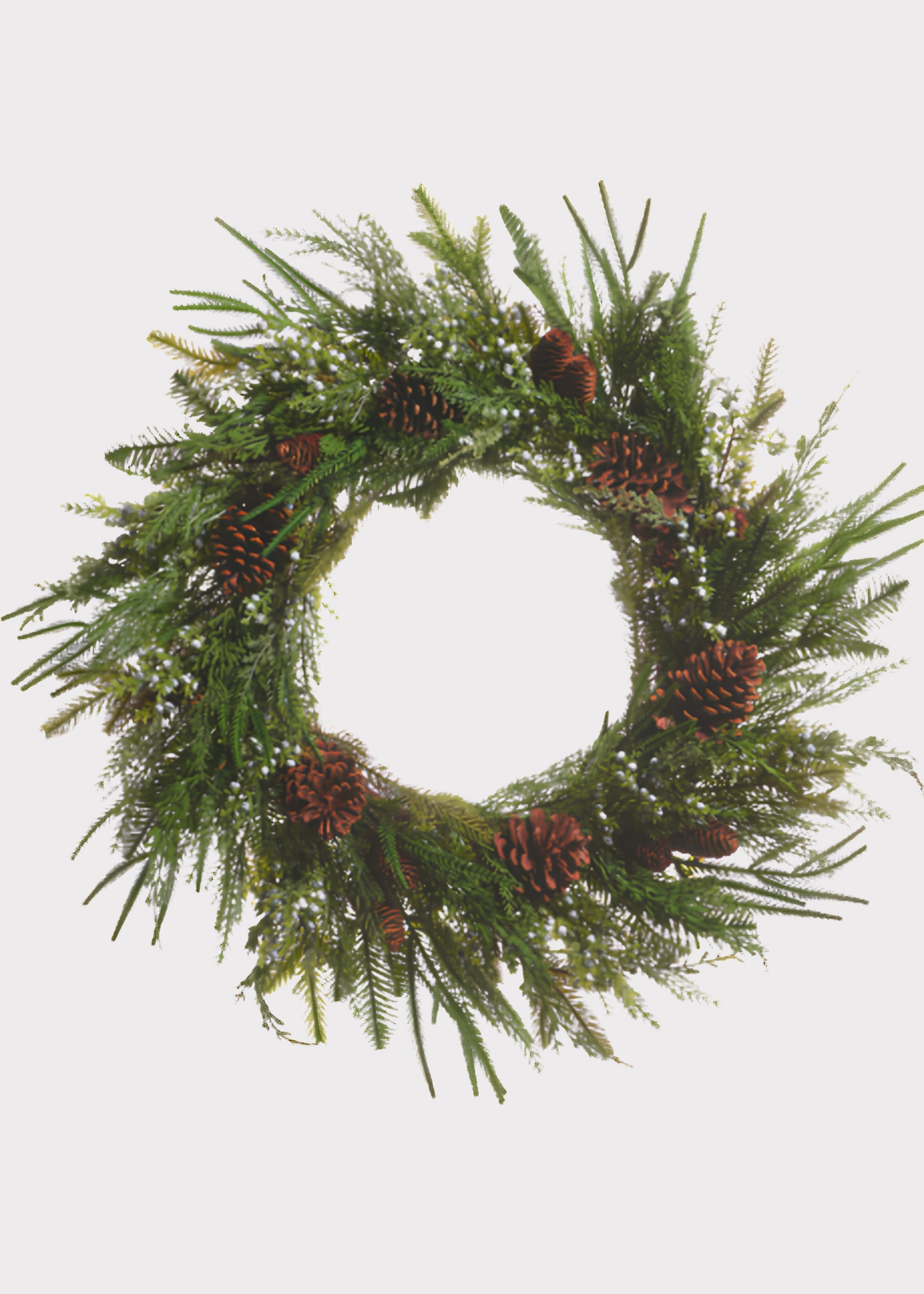 Fake Greenery Wreath with Berries and Pine Cones