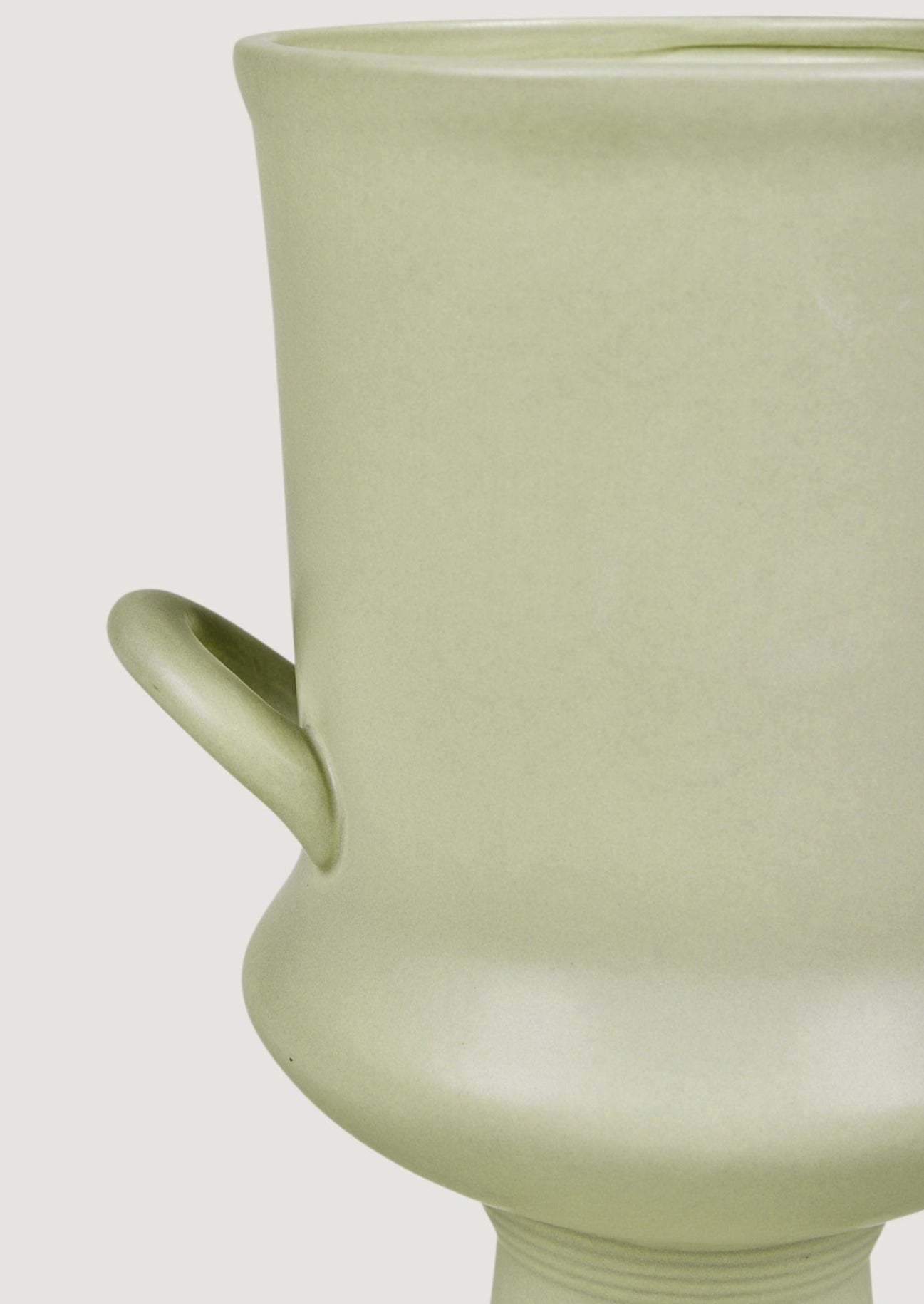 Afloral Closeup of Satin Ceramic Urn in Sage