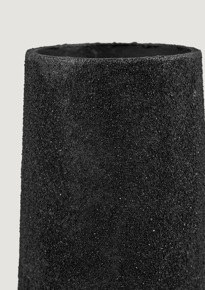 Closeup of Metal Vase in Black with Pumice Texture at Afloral