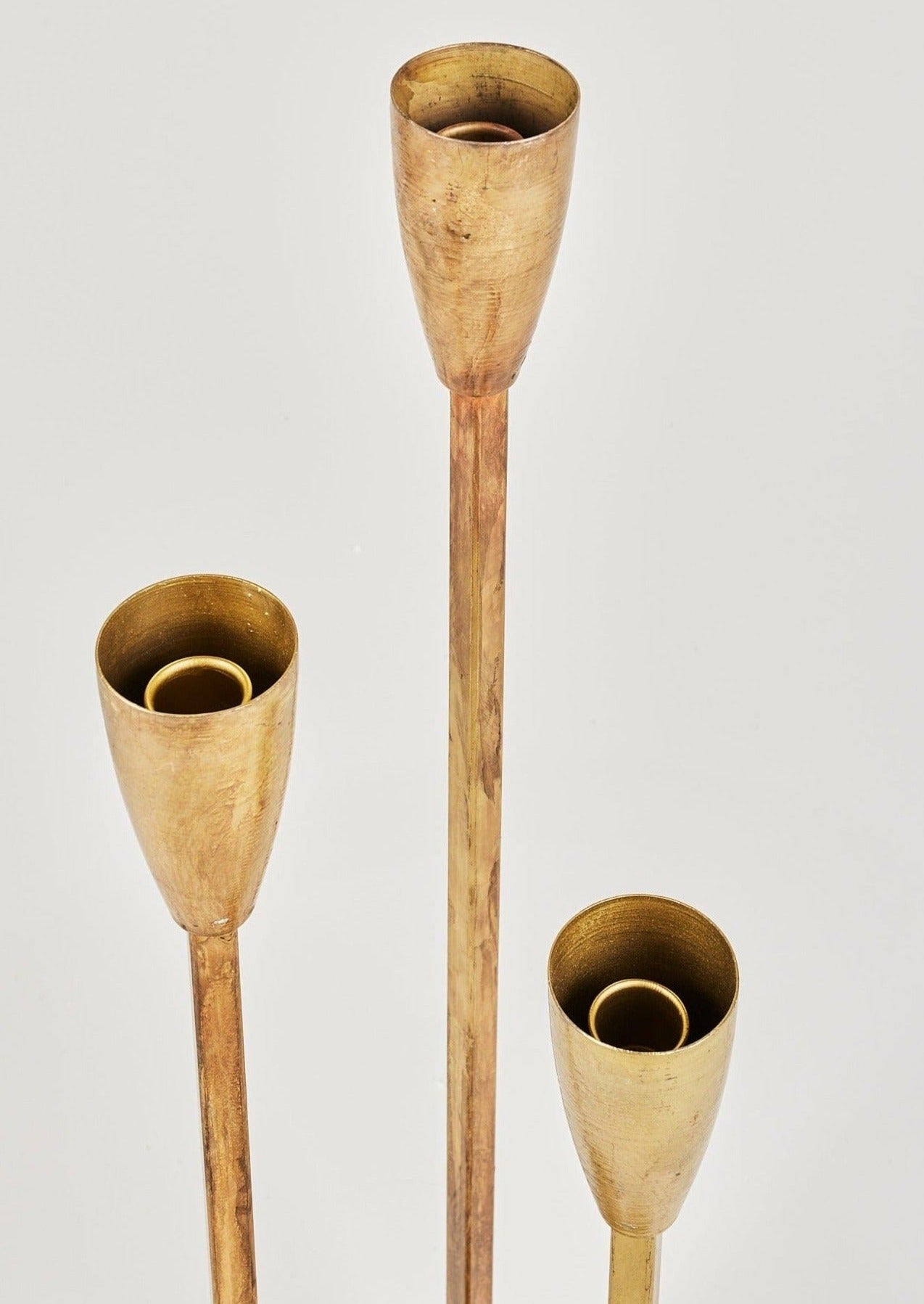 Afloral Set of 3 Taper Candle Holders with Antique Brass Finish