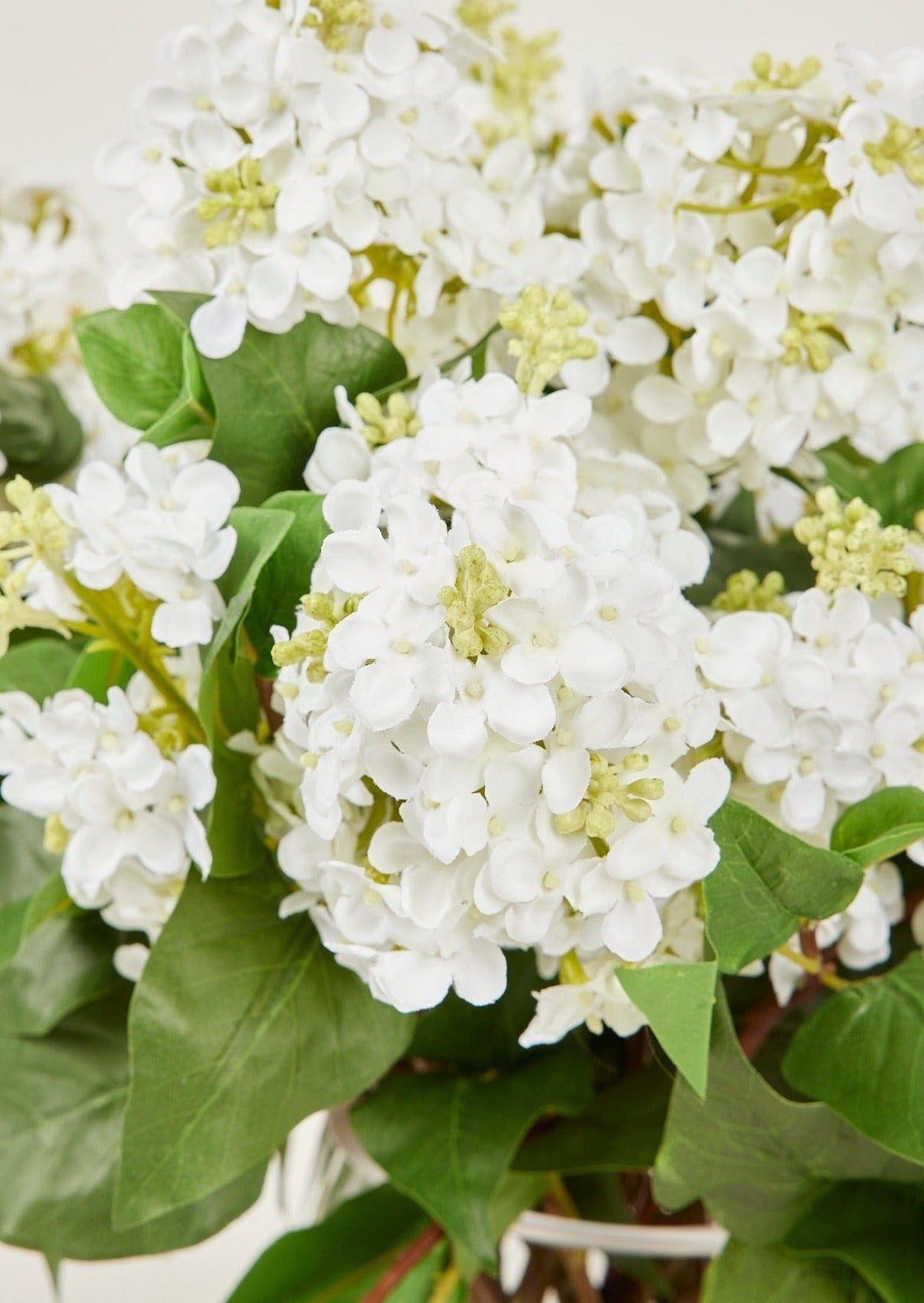 Glass Vase Arrangement with White Artificial Lilac Flowers