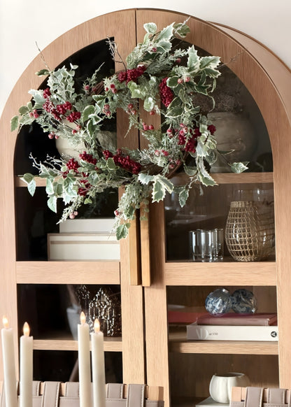 frosted holly styled on a cabinet 