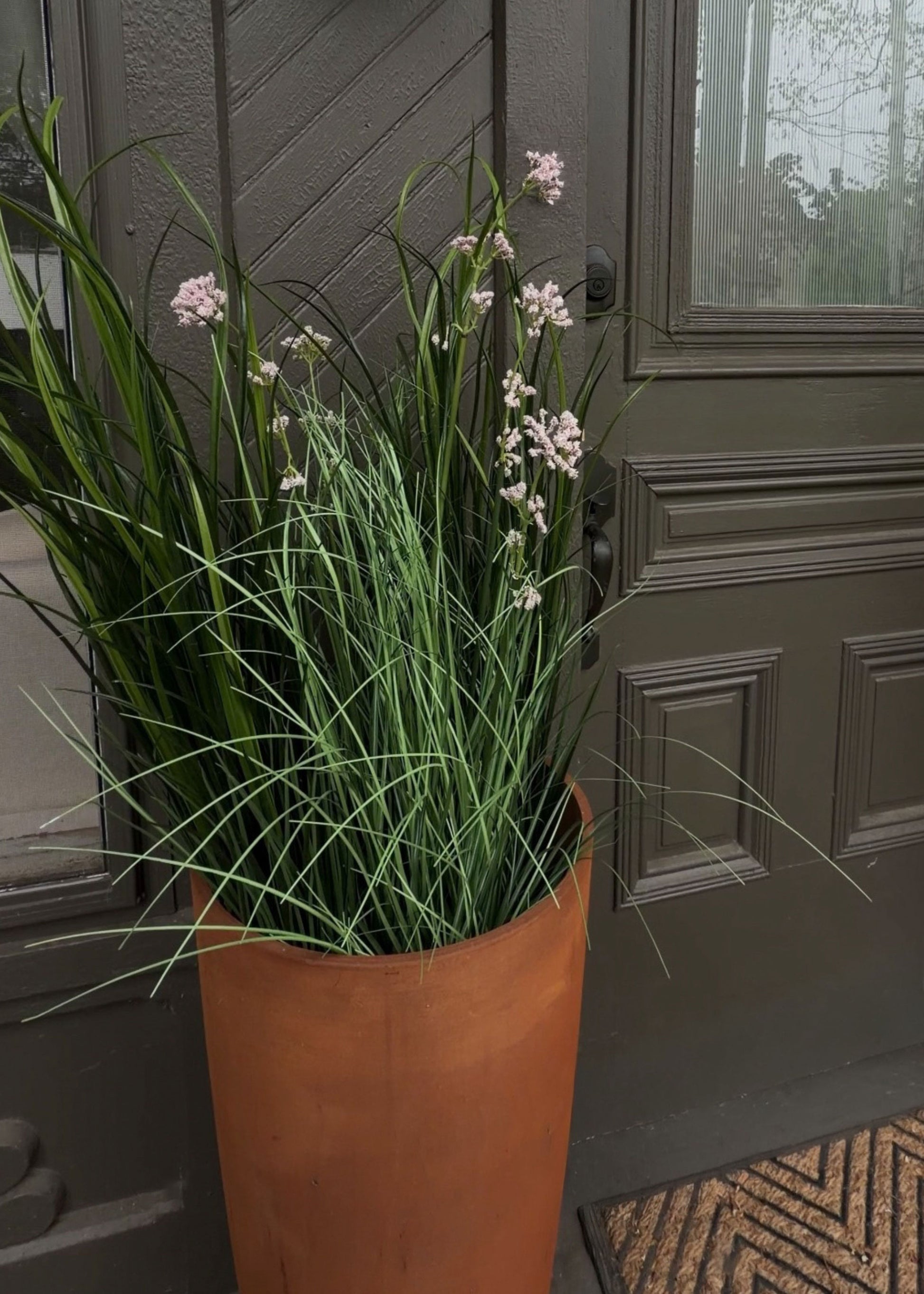  Milkweed Grass Potted Plant with Mauve Fake Flowers