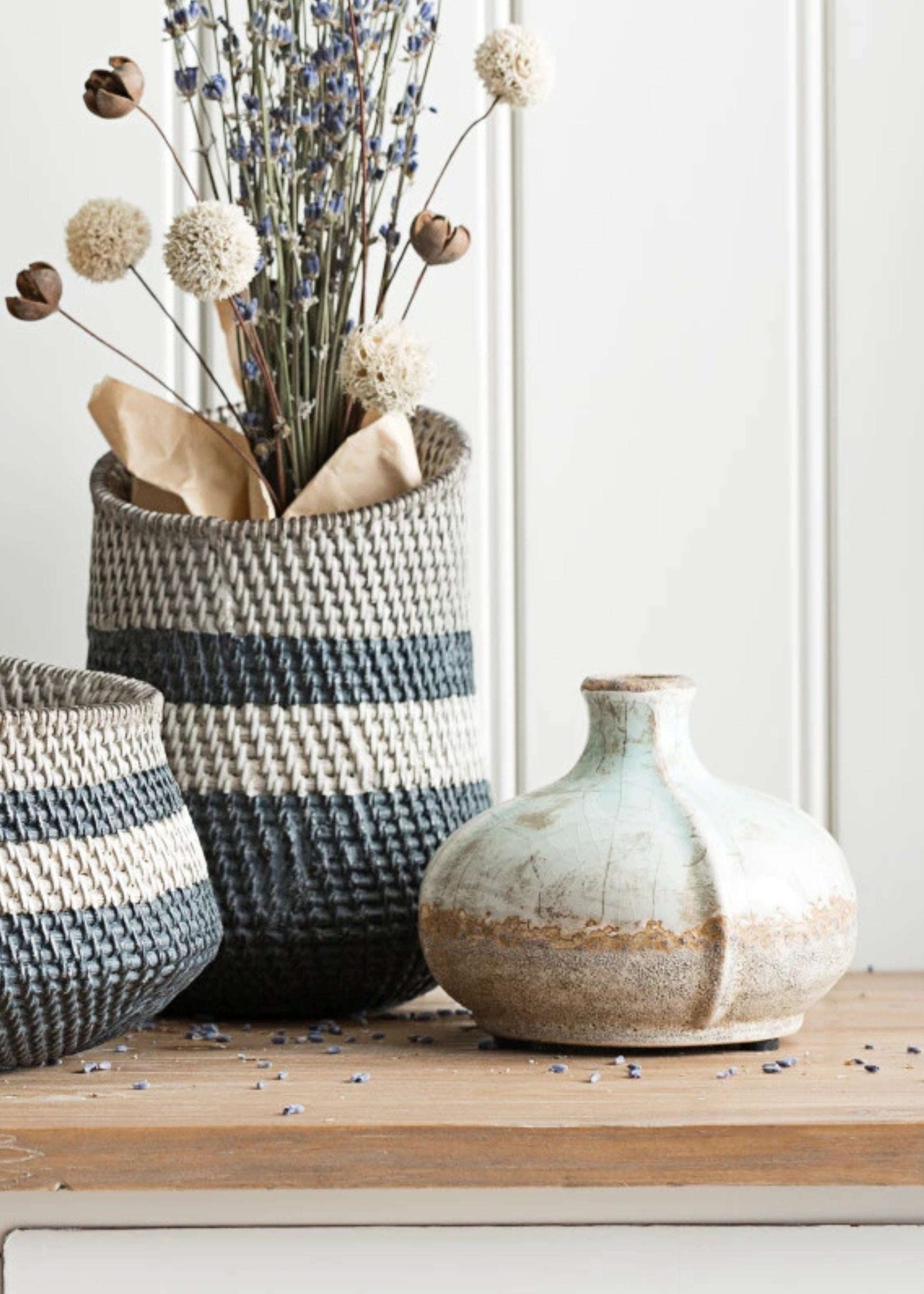 Terra Cotta Bud Vase Styled on Shelf