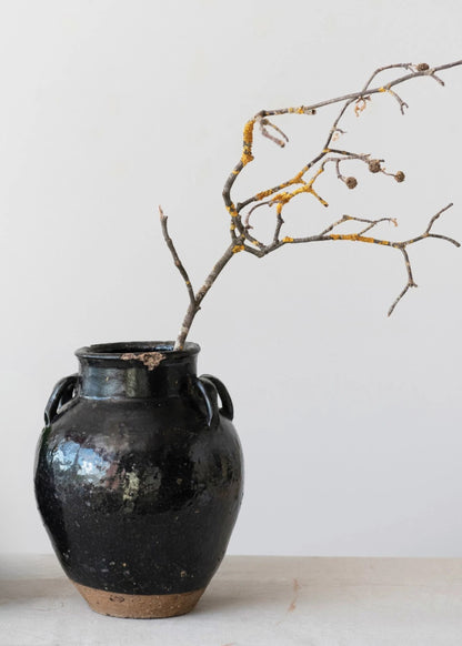 Large Distressed Clay Jar Vase  Styled with Branch
