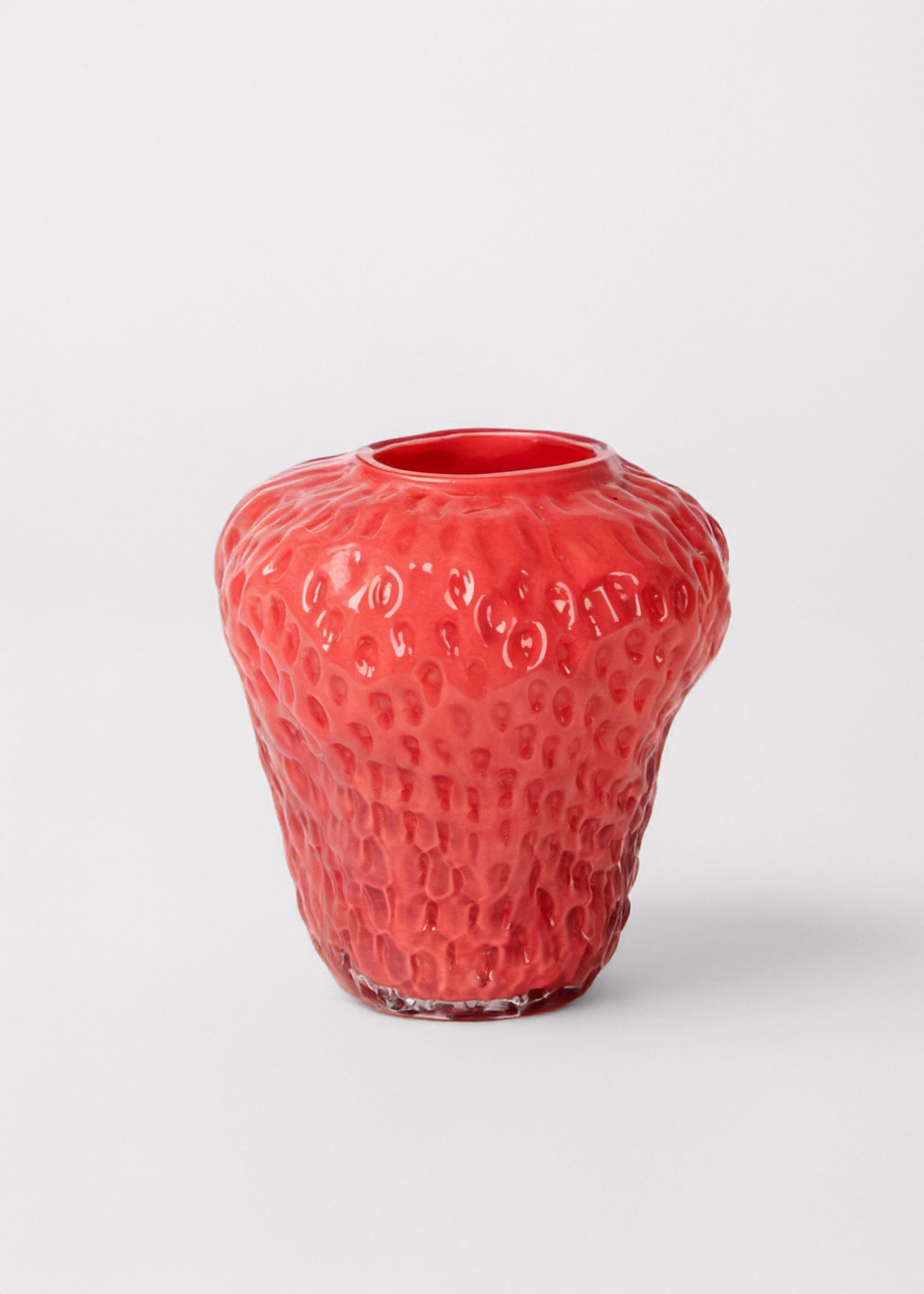 Opaque Pink Glass Strawberry Vase