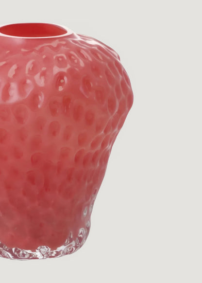 Close-up of Glass Strawberry Vase